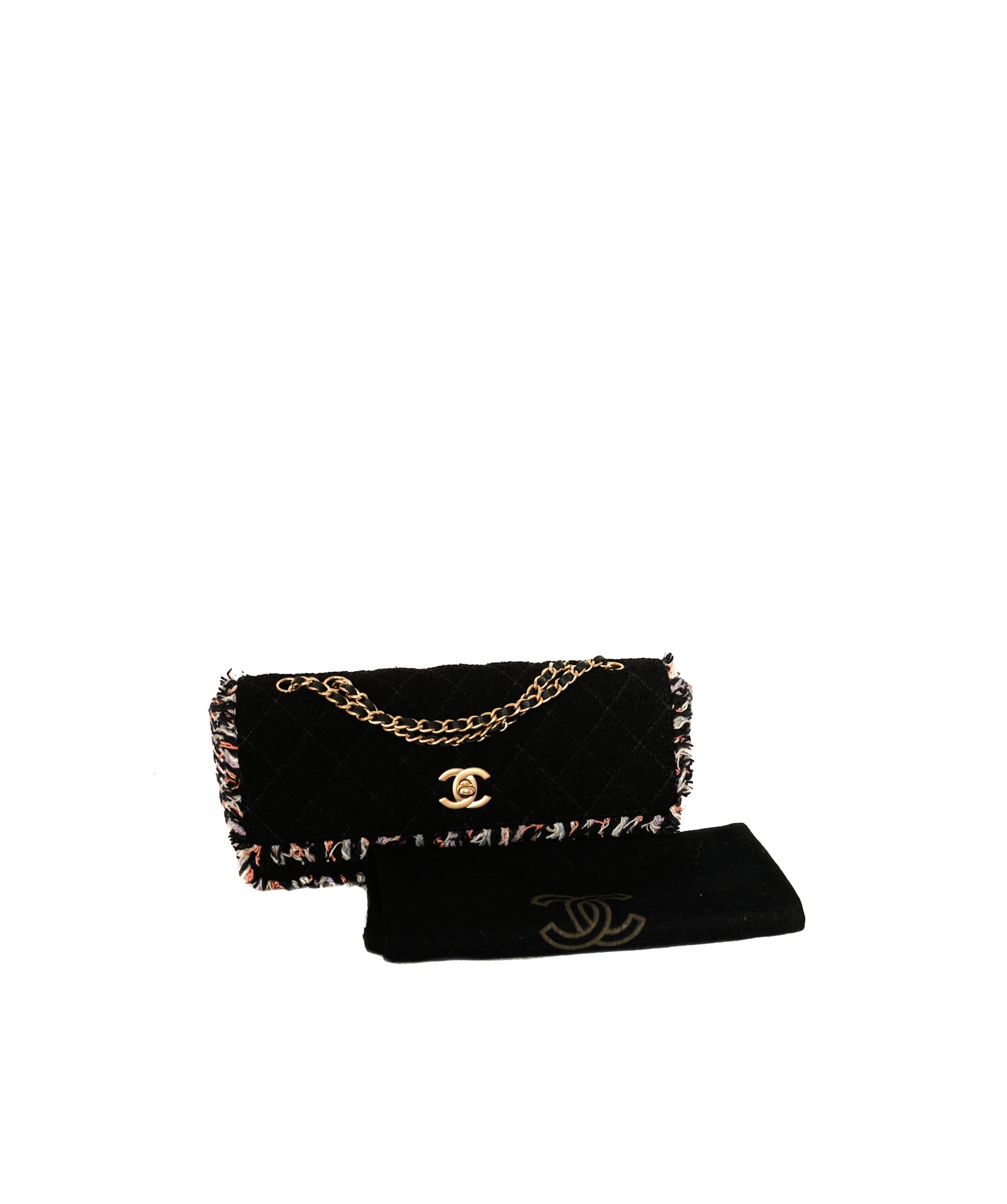 Chanel Chanel Black Tweed East West Shoulder Flap - AWL1459