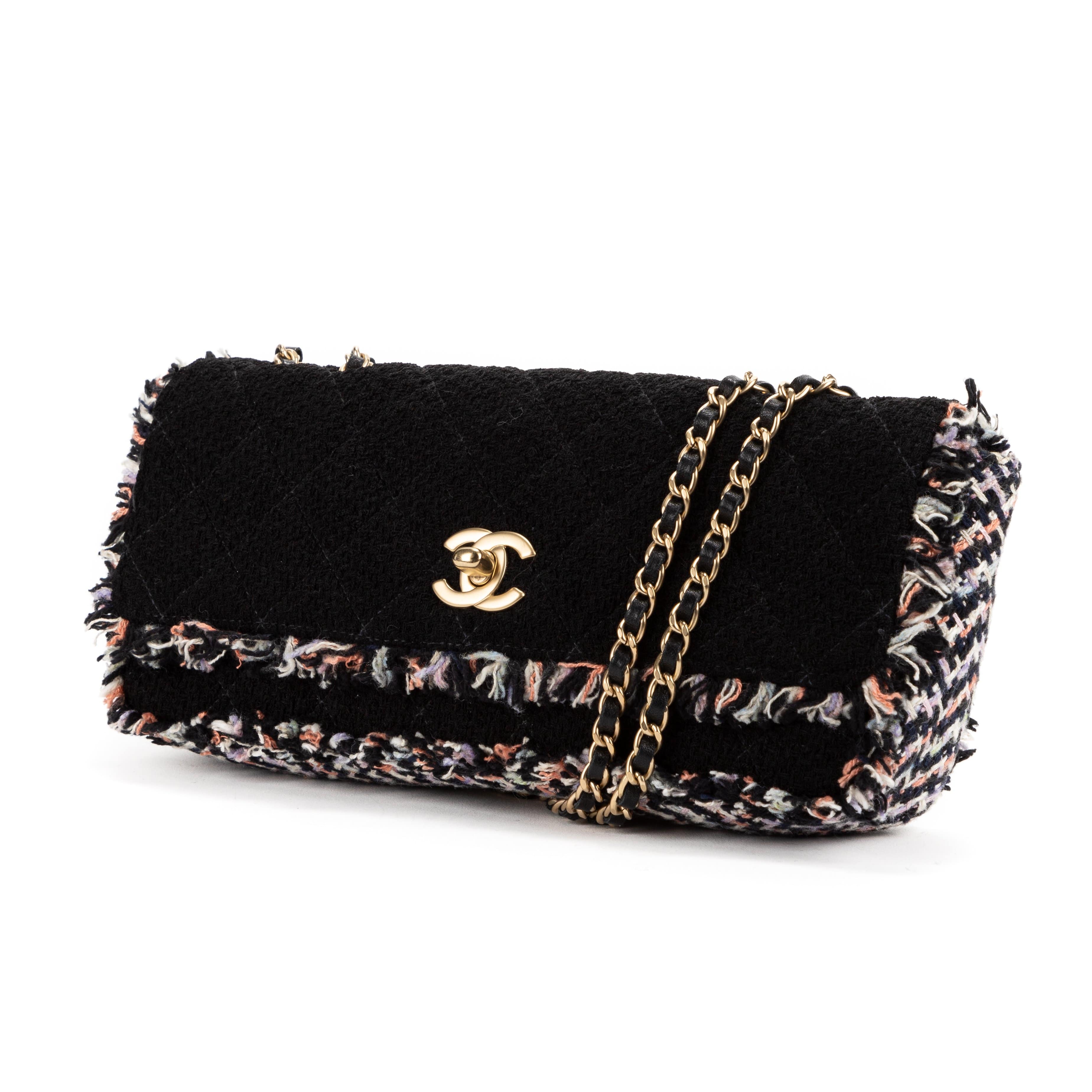 Chanel Chanel Black Tweed East West Shoulder Flap - AWL1459