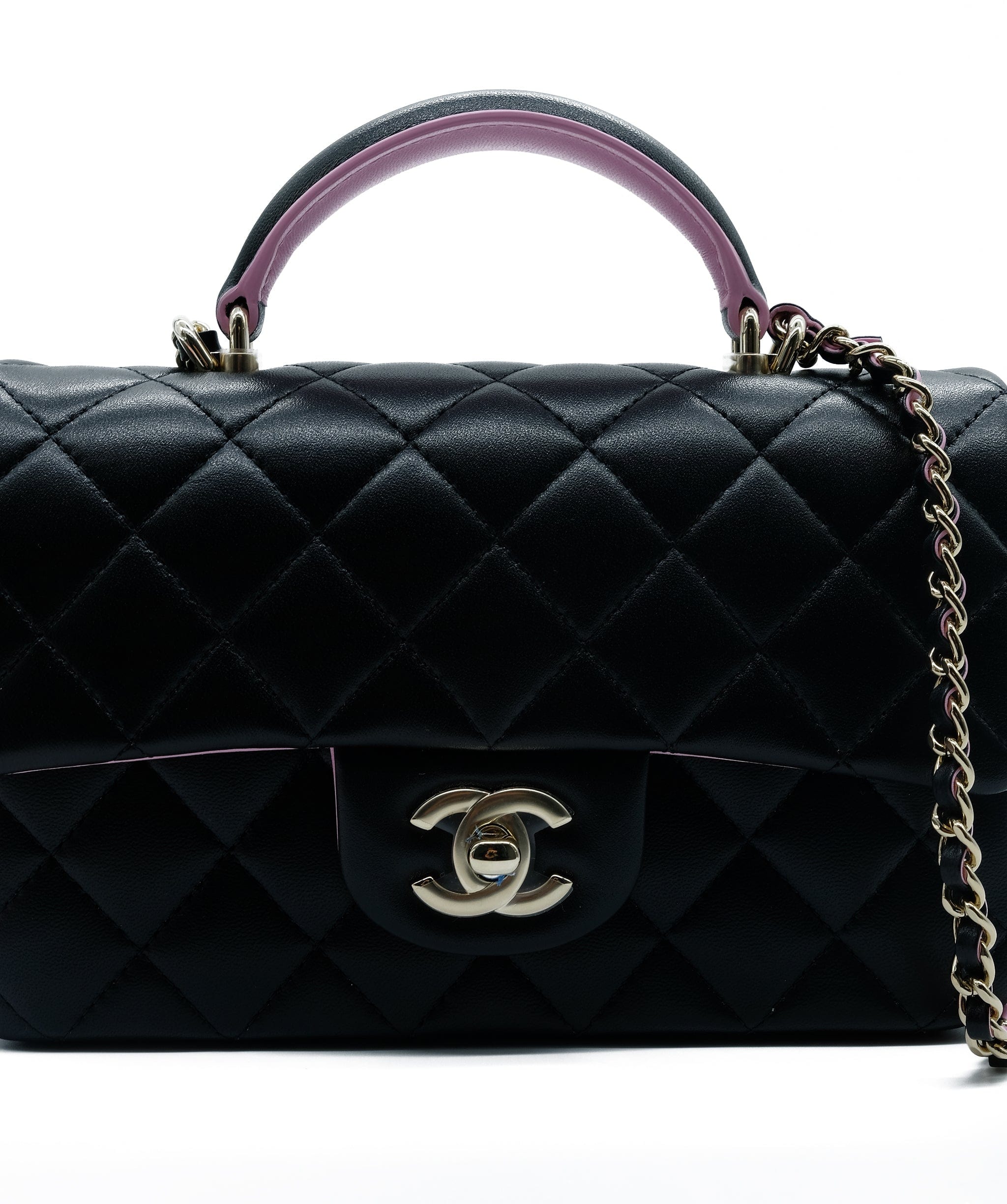 Chanel Chanel Black Two Tone Limited Edition Mini Top Handle Flap Bag REC1187