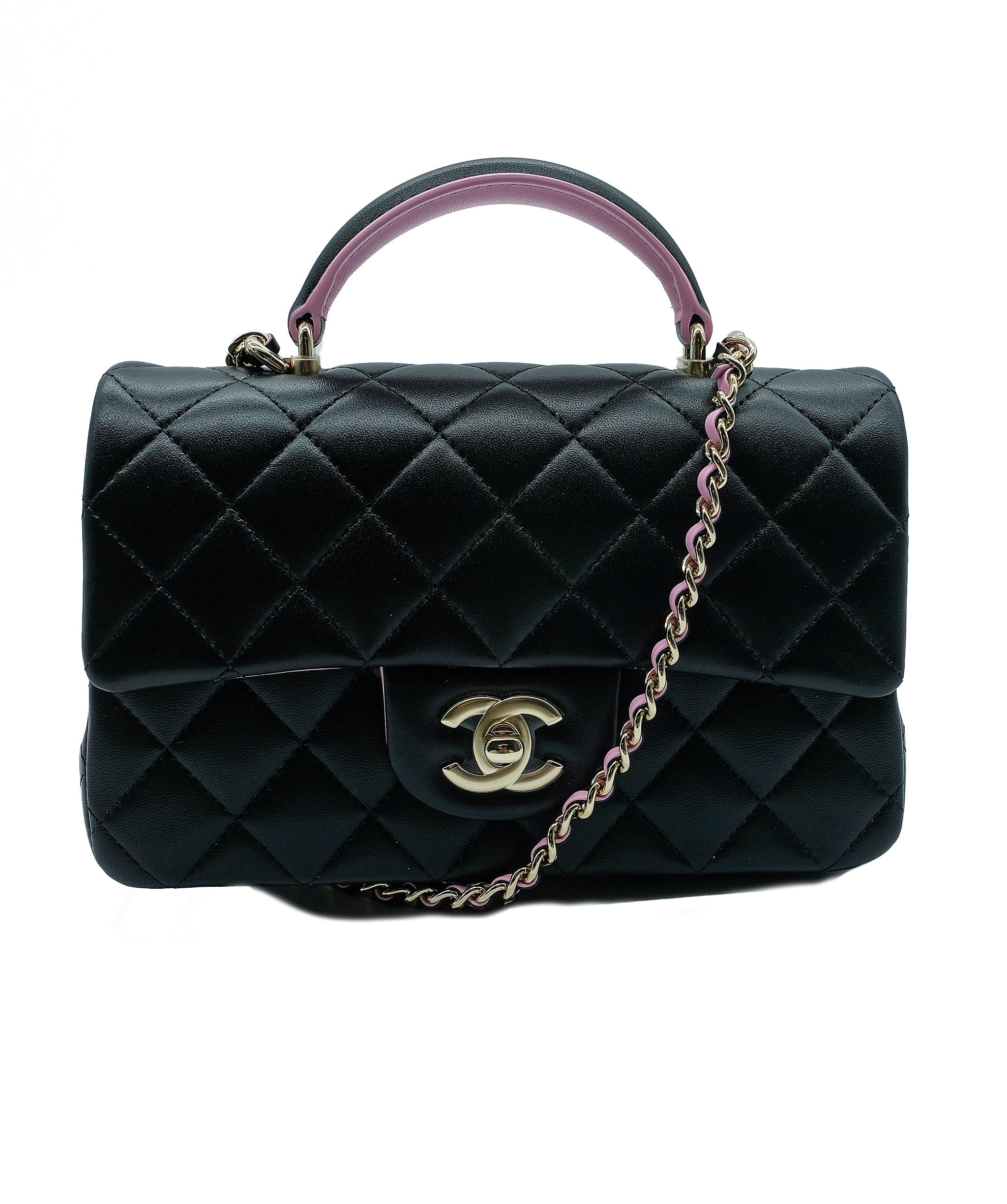 Chanel Chanel Black Two Tone Limited Mini Top Handle Flap Bag REC1187