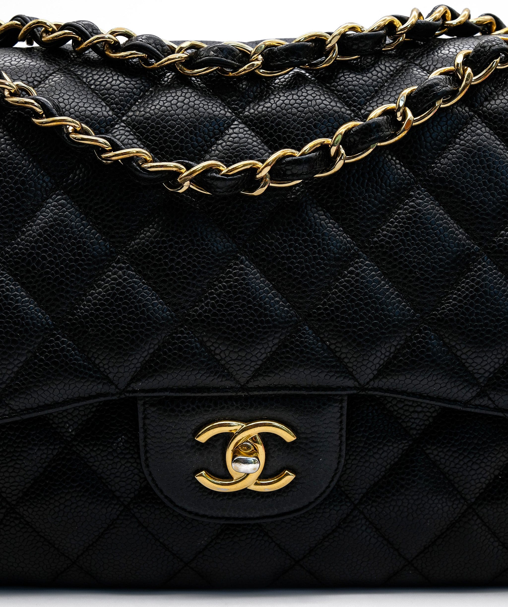 Chanel Chanel Black with Gold Jumbo Classic Flap RJC1607