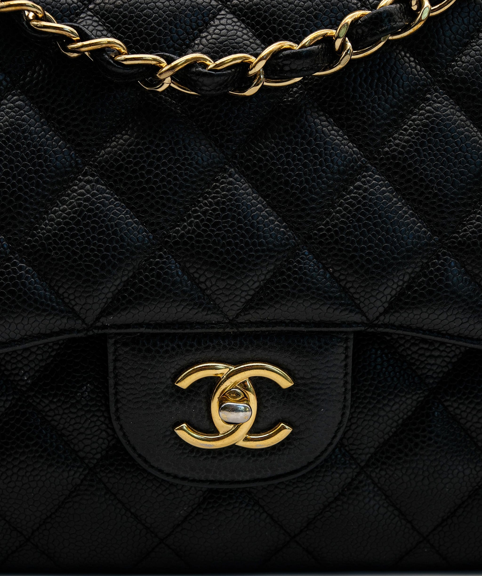 Chanel Chanel Black with Gold Jumbo Classic Flap RJC1607