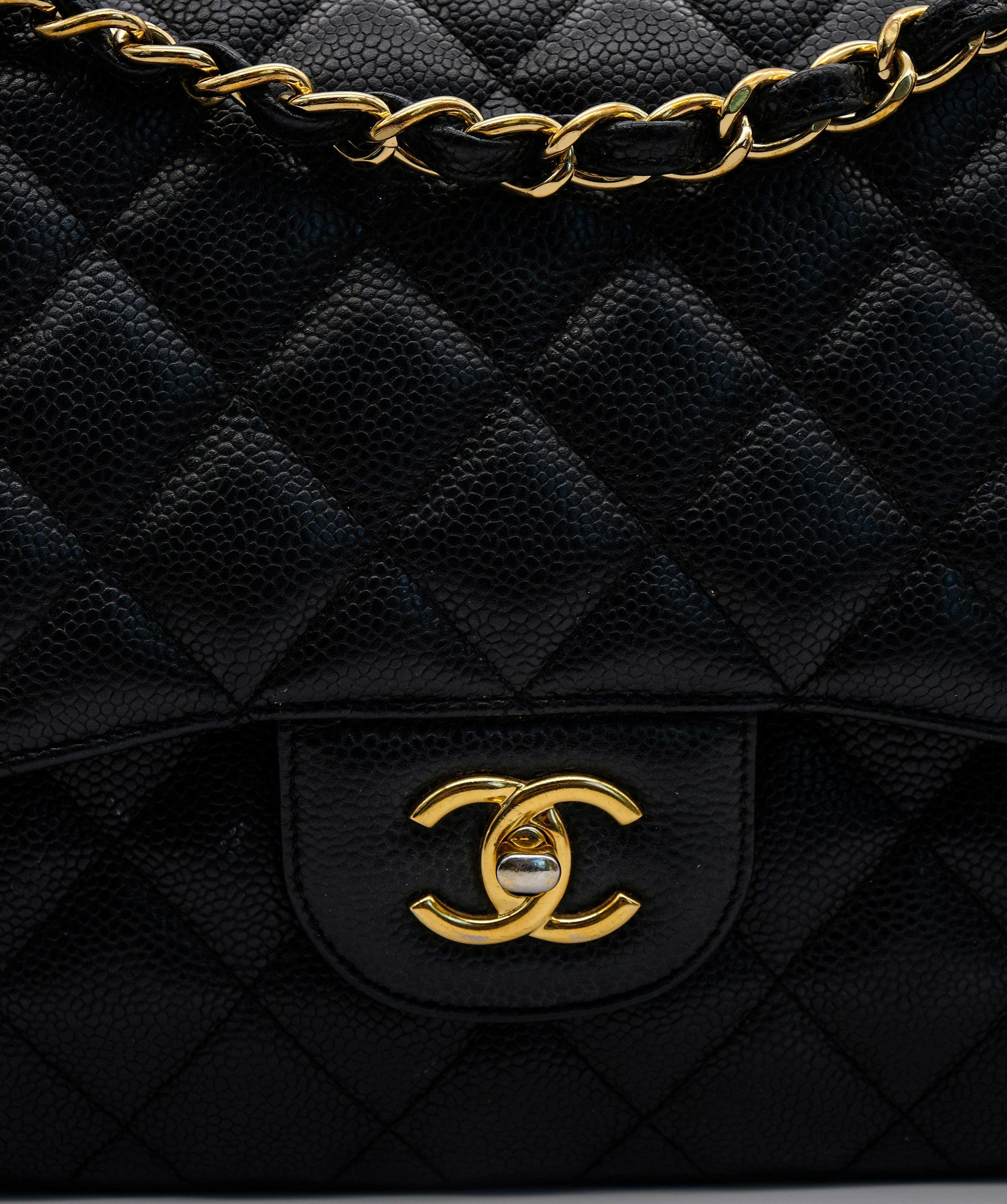 Chanel Chanel Black with Gold Jumbo Classic Flap RJC1607