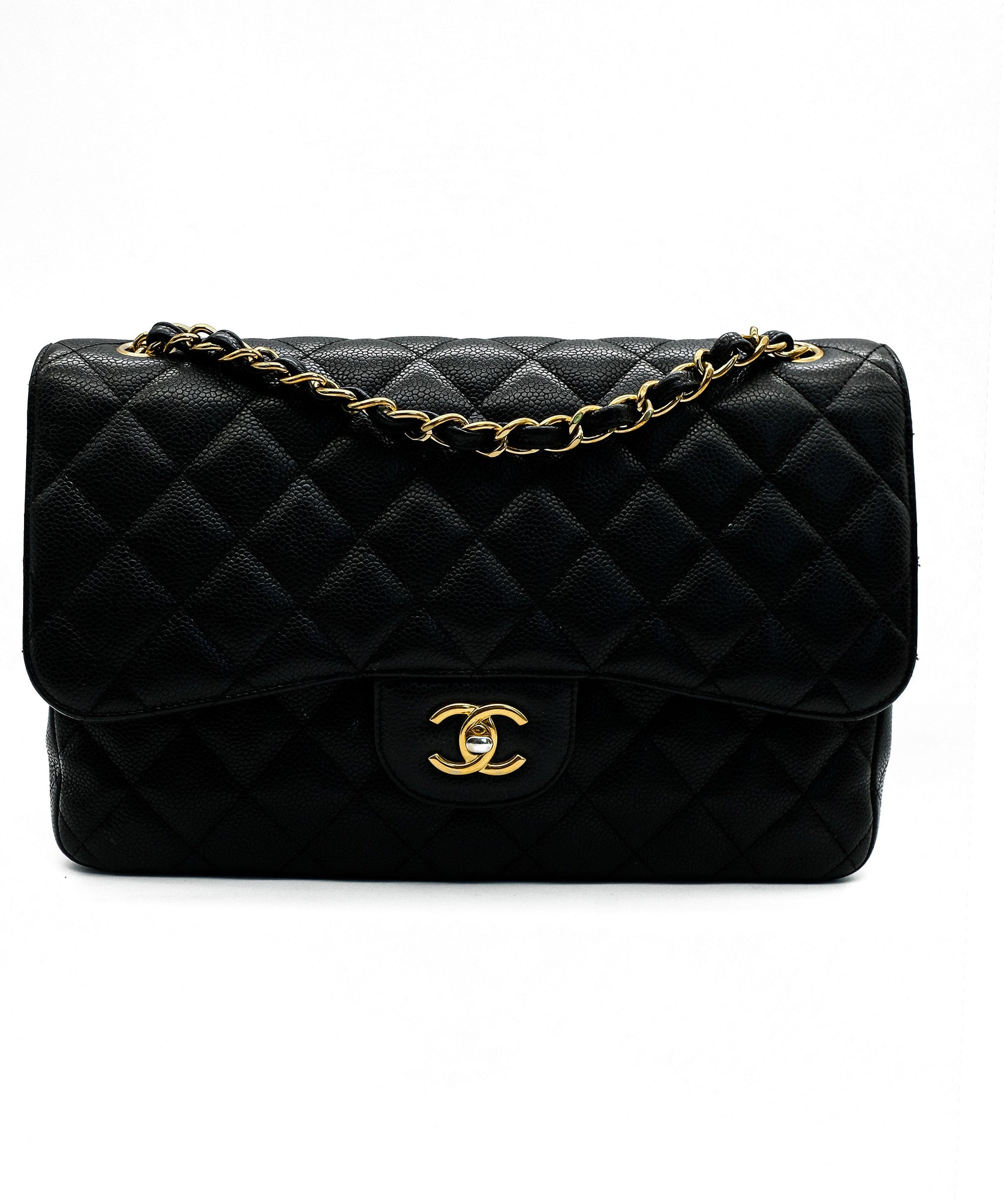 Chanel Chanel Black with Gold Jumbo Classic Flap RJC1607