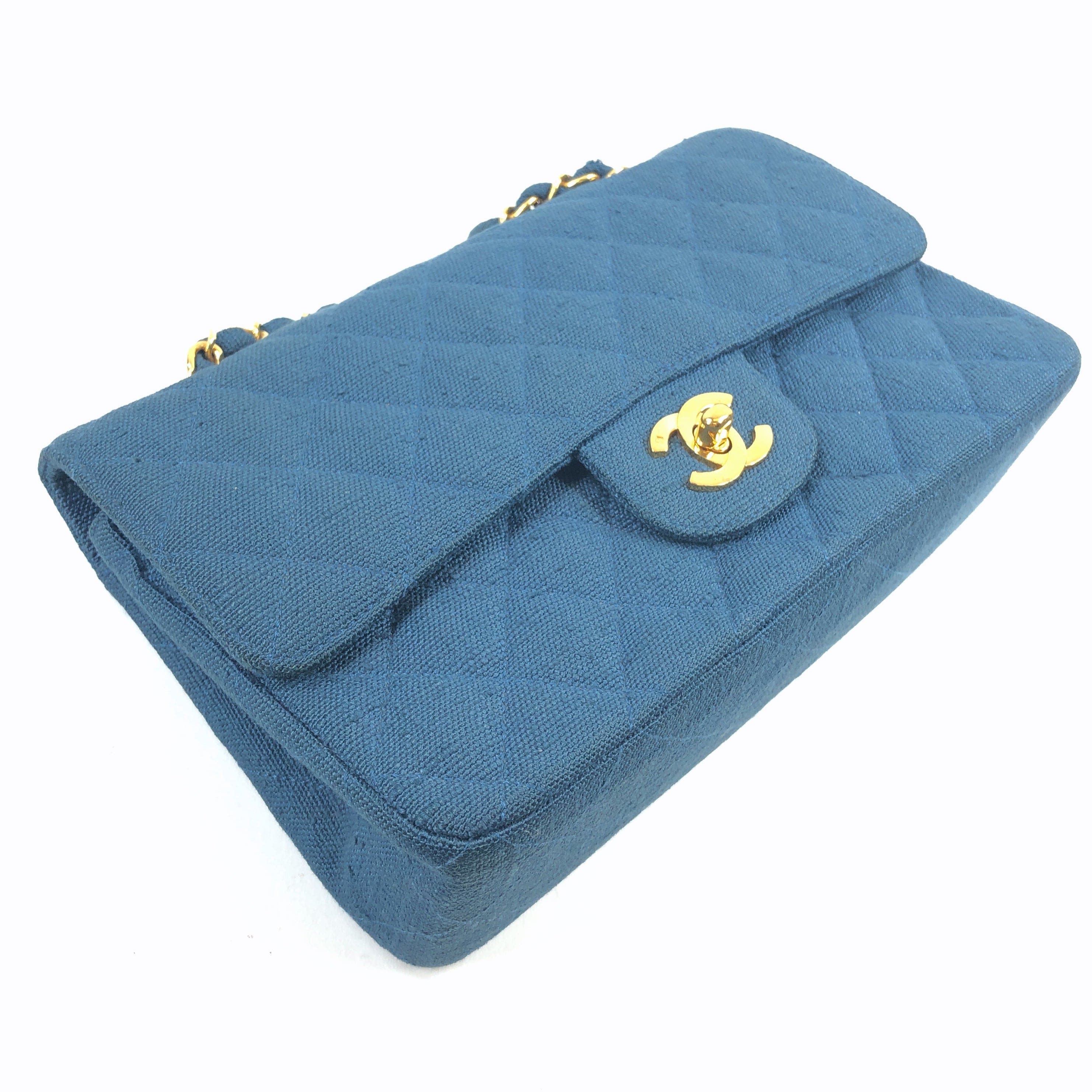 Chanel Chanel Blue Canvas Small Flap Bag  PXL2470