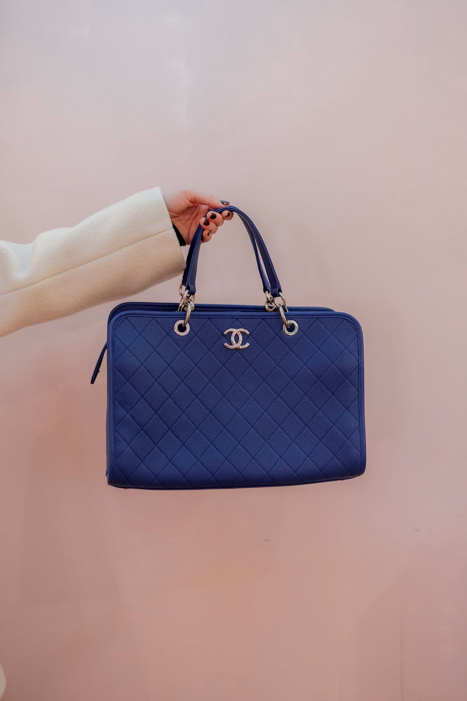 Chanel Chanel Blue Caviar Leather Tote Bag PHW  - AGL1659