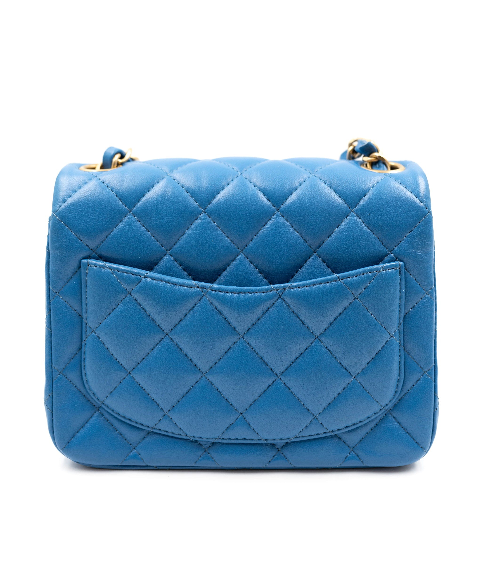 Chanel Chanel Blue Lambskin Mini Square Classic Flap Bag GHW AGC1350