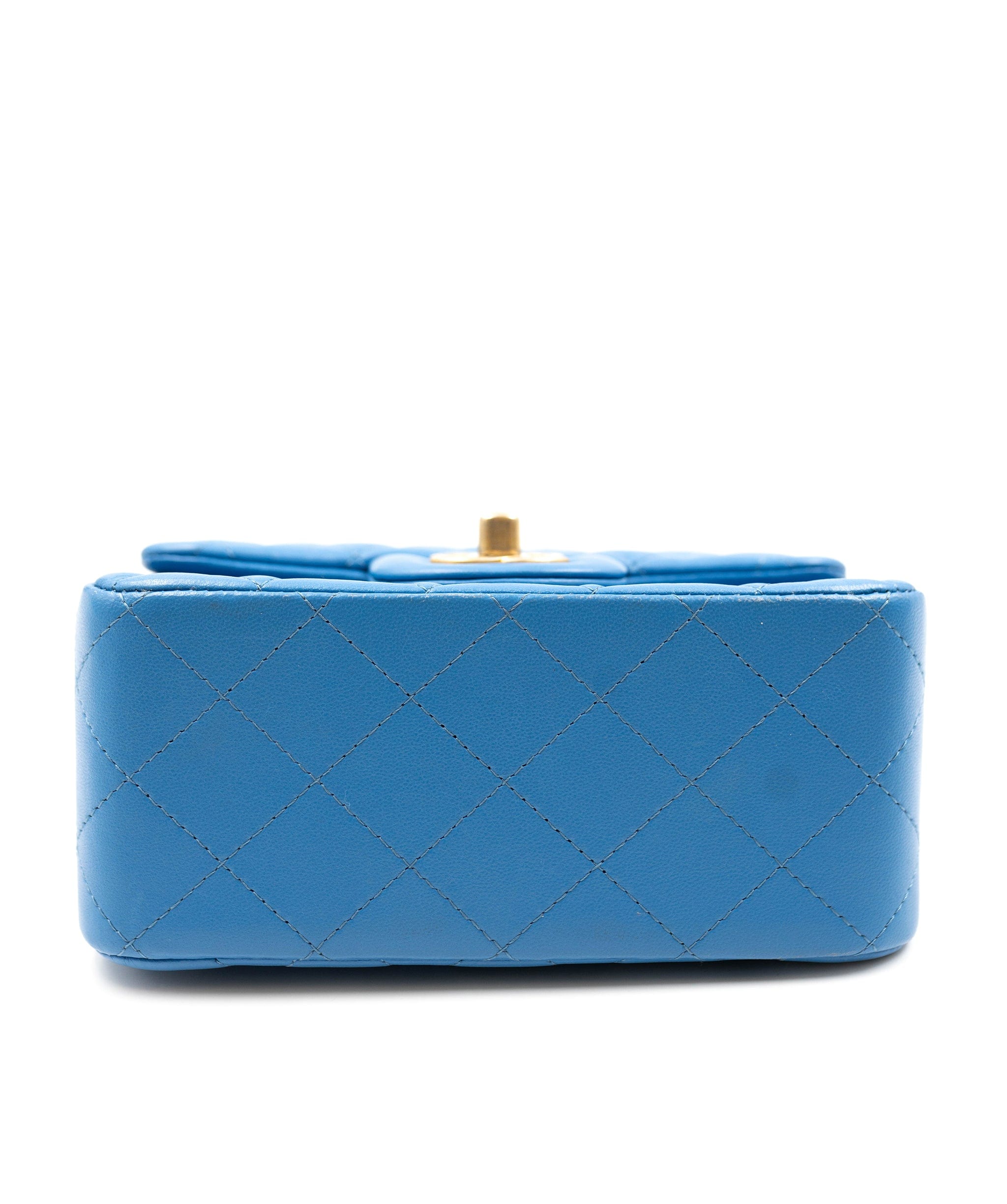 Chanel Chanel Blue Lambskin Mini Square Classic Flap Bag GHW AGC1350