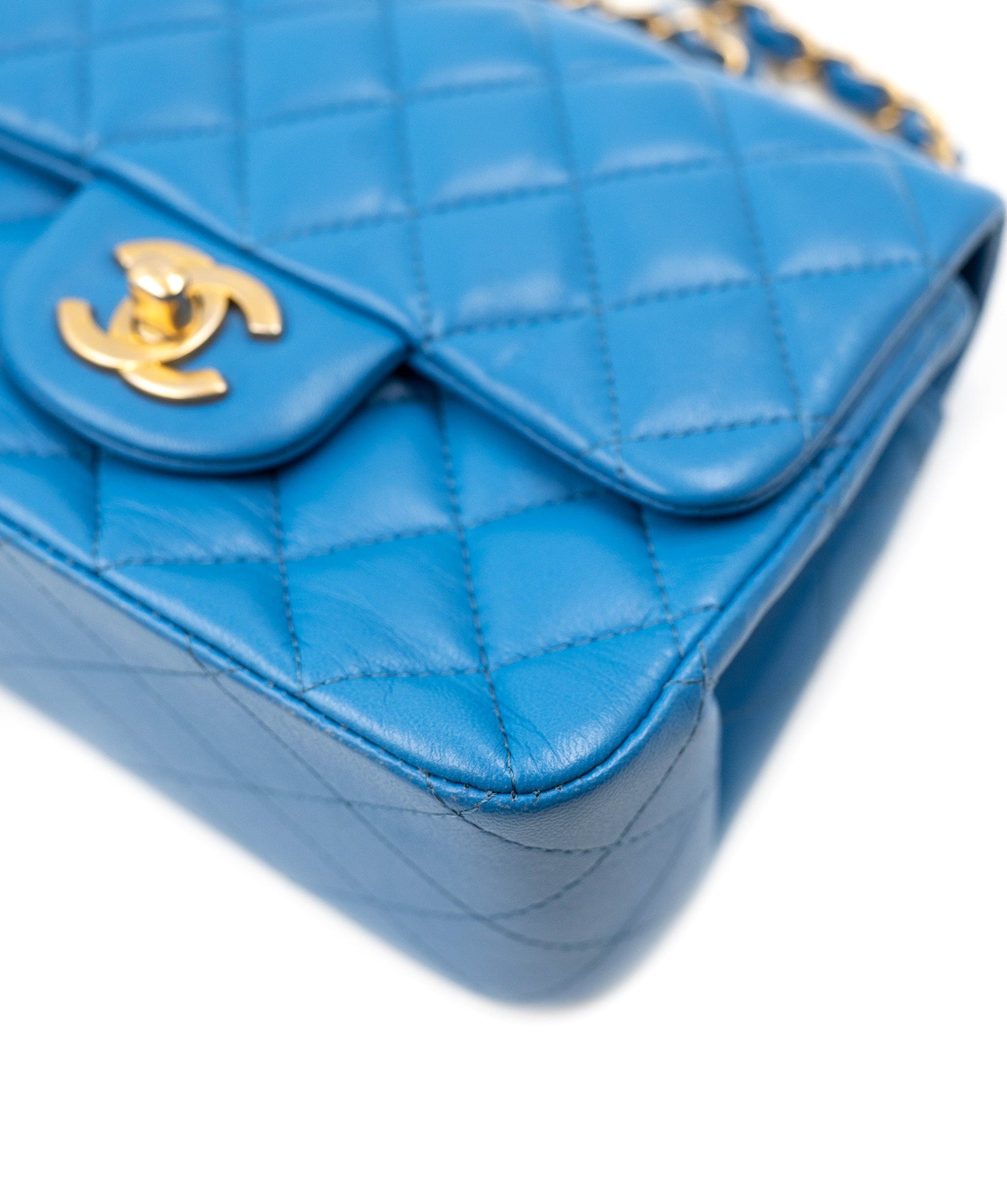 Chanel Chanel Blue Lambskin Mini Square Classic Flap Bag GHW AGC1350