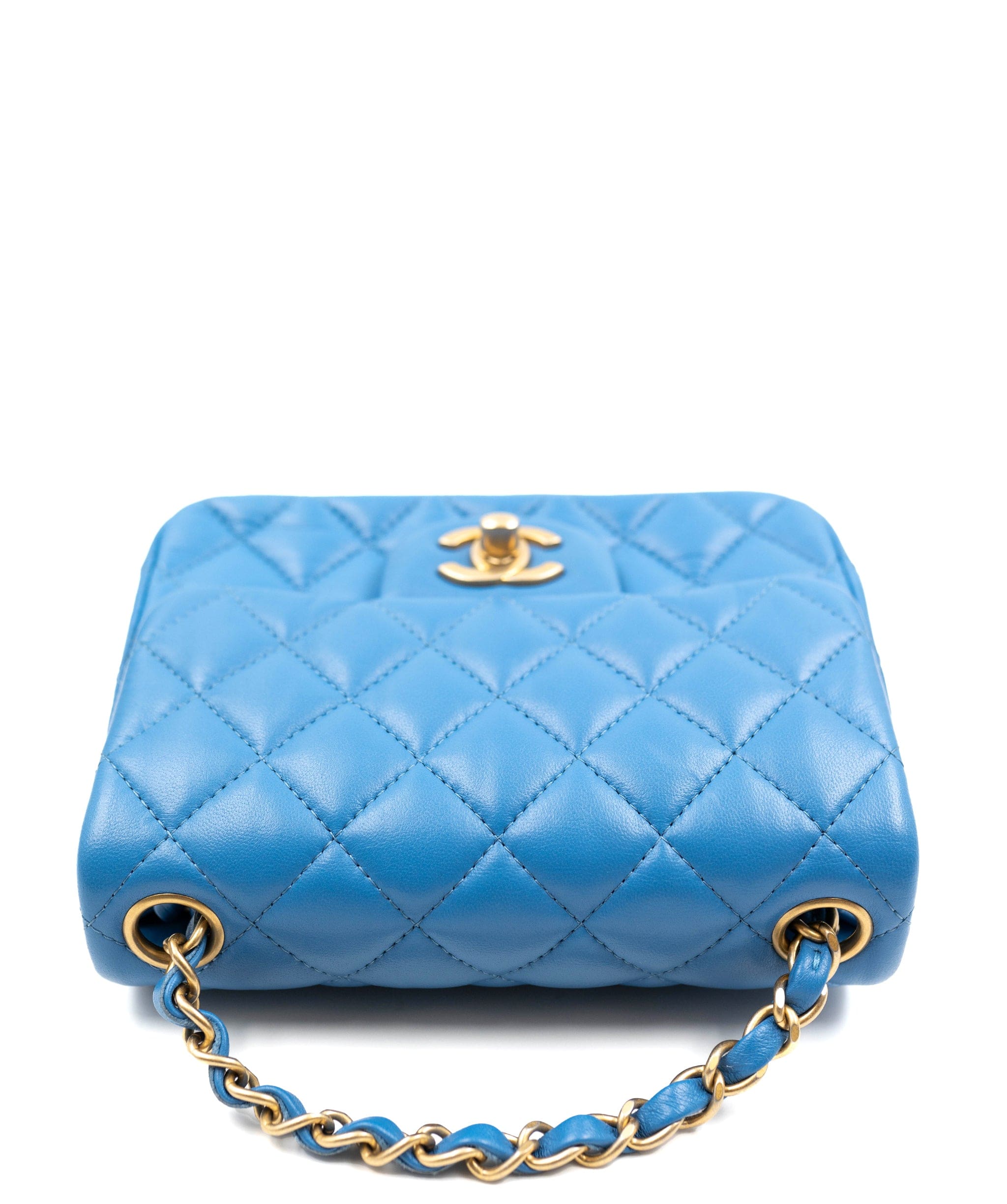 Chanel Chanel Blue Lambskin Mini Square Classic Flap Bag GHW AGC1350