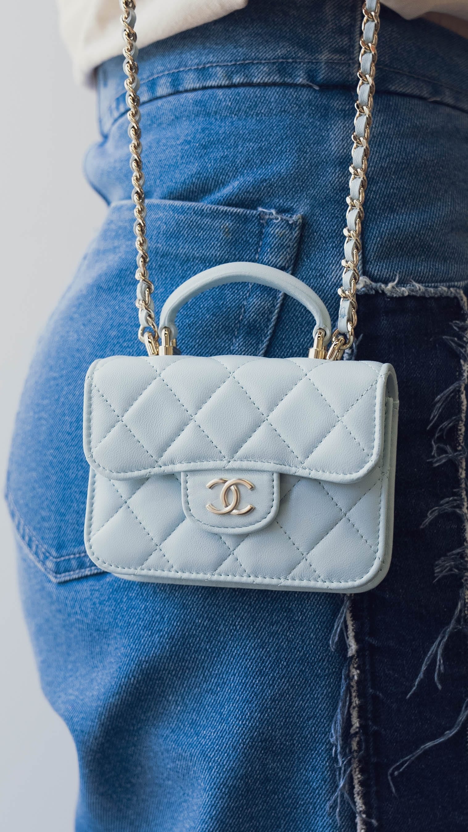 Chanel Chanel Blue Micro Top Handle Crossbody Bag - AGL1813