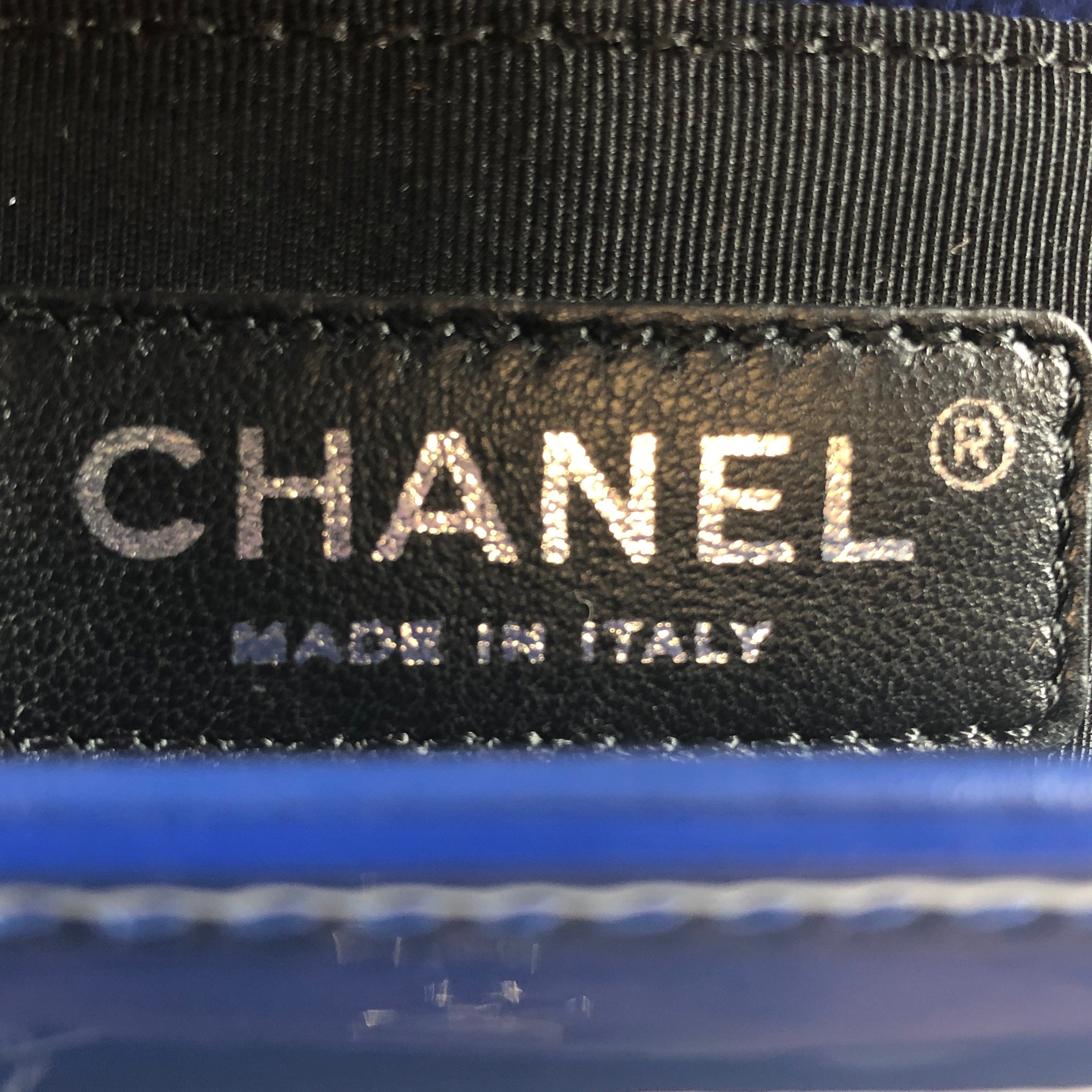 Chanel Chanel Blue Quilted Patent Leather Plexiglass Medium Boy Bag PXL1254