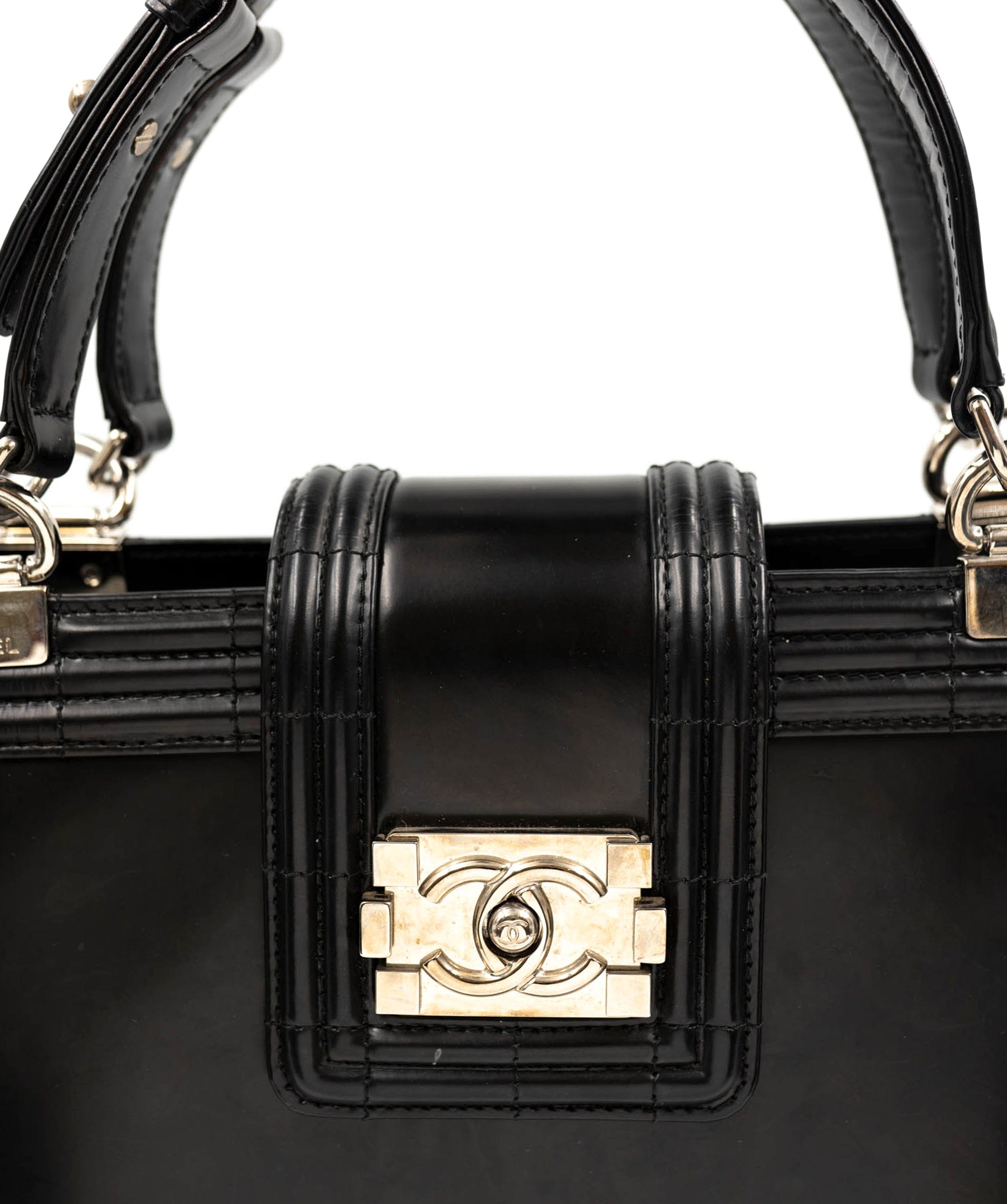 Chanel Chanel boy black tote back, patent, SHW, w dust bag - AEC1034