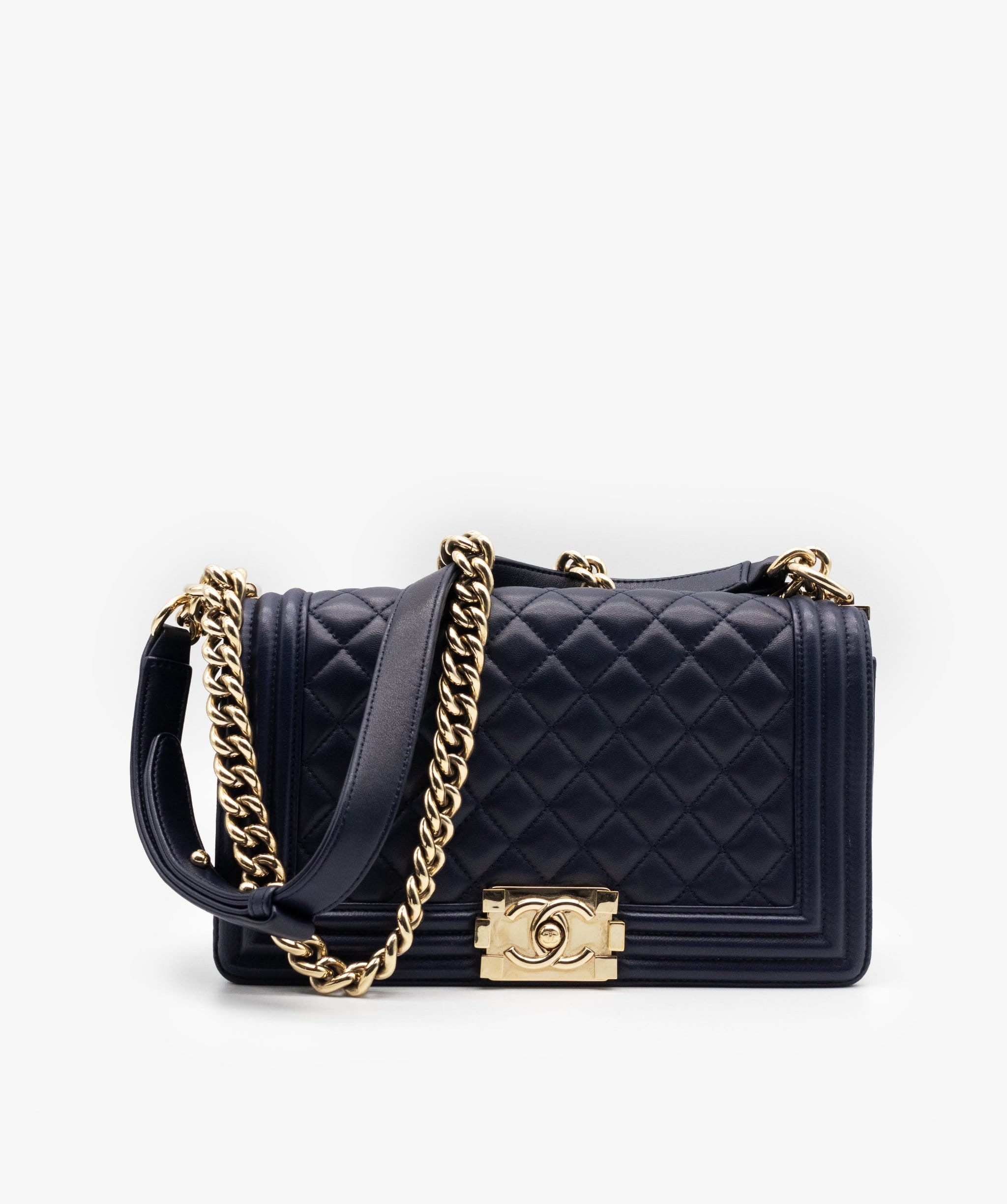 Chanel Chanel Boy Medium Navy Shoulder Bag