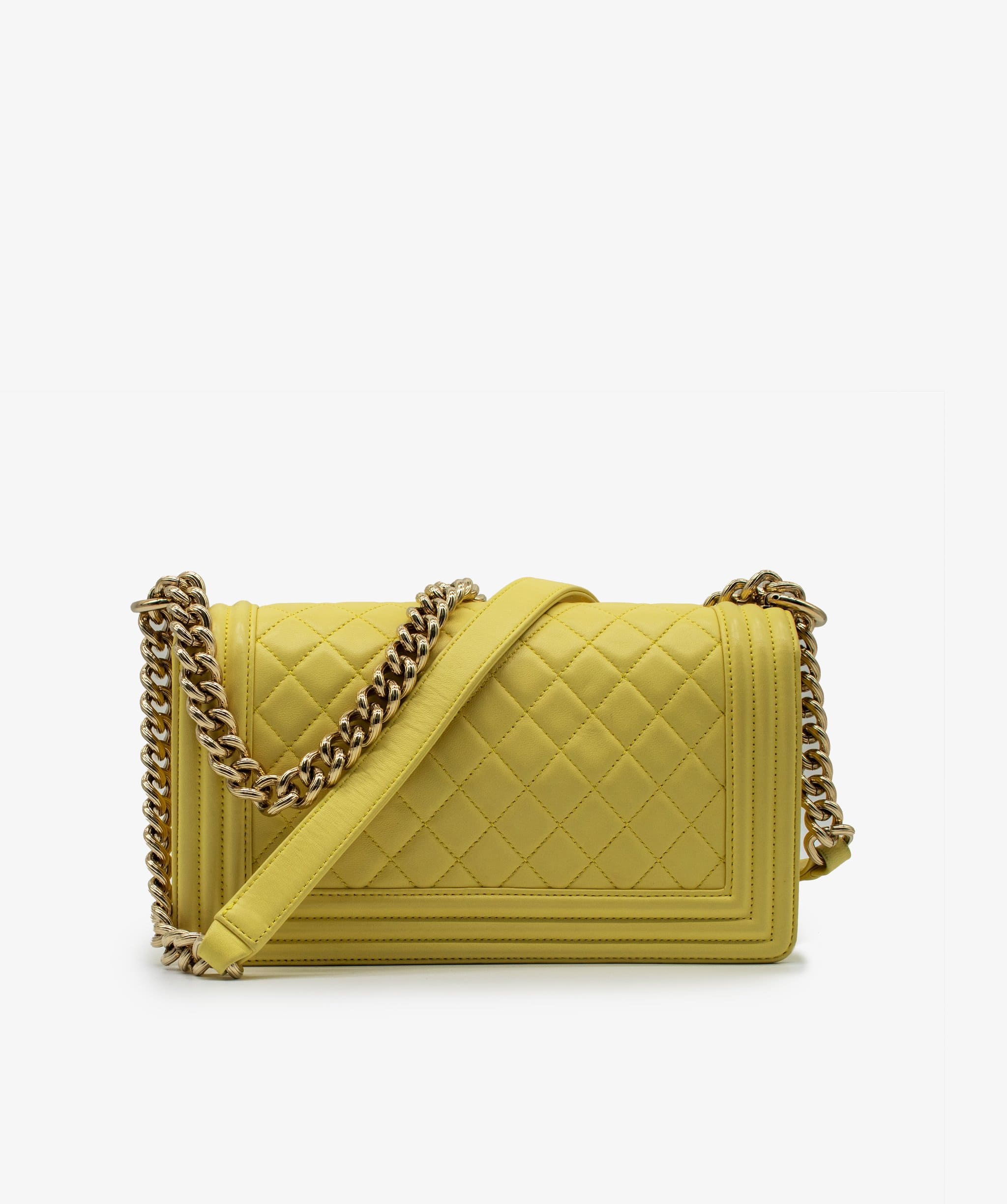 Chanel Chanel Boy Yellow Lambskin Medium