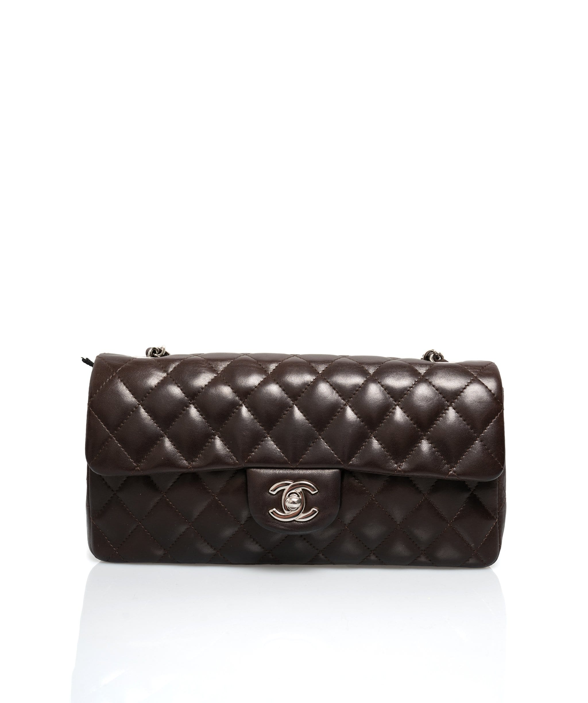 Chanel Chanel Brown Lambskin East West Bag with Silver Hardware - AWC1039