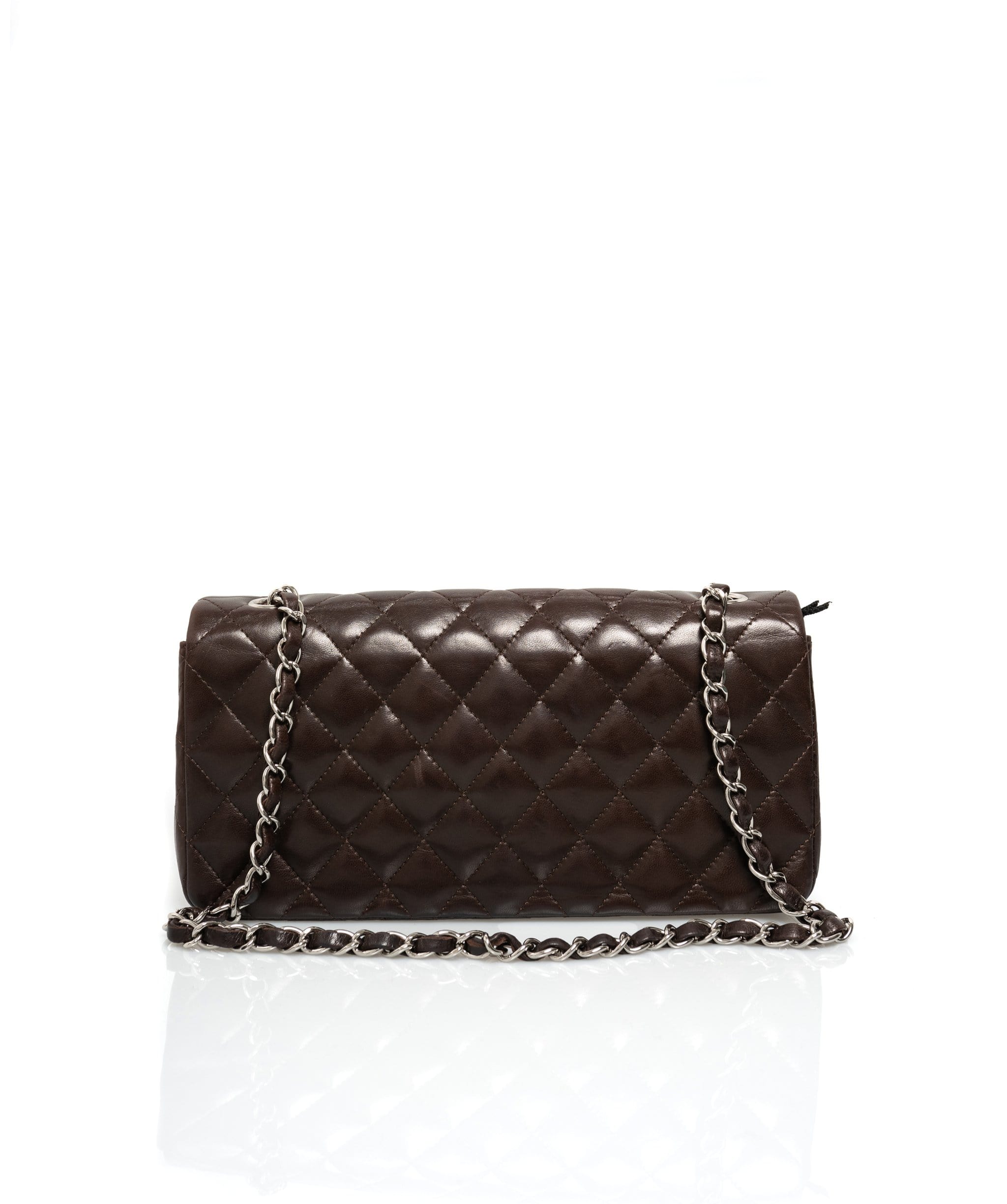 Chanel Chanel Brown Lambskin East West Bag with Silver Hardware - AWC1039