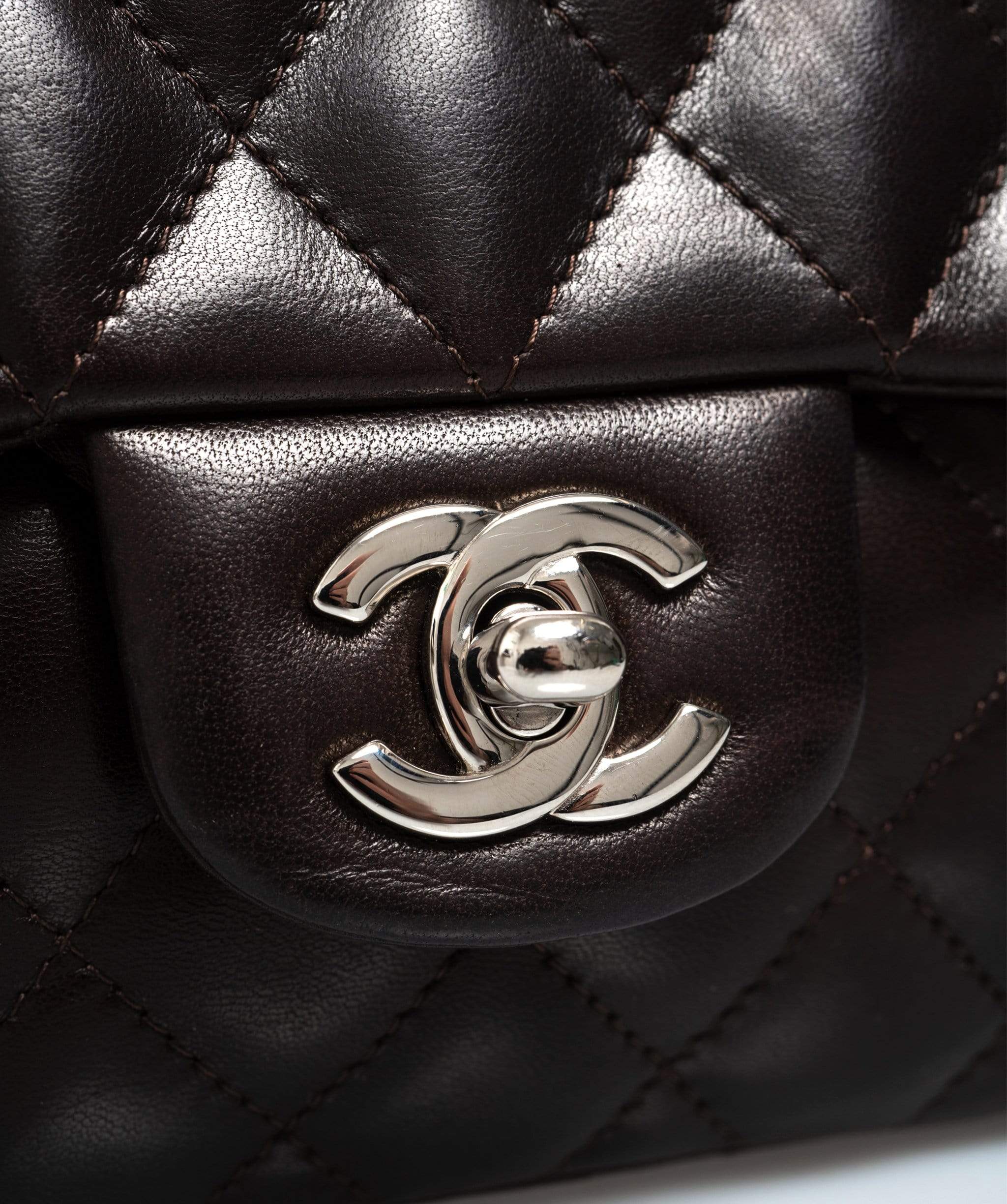 Chanel Chanel Brown Lambskin East West Bag with Silver Hardware - AWC1039