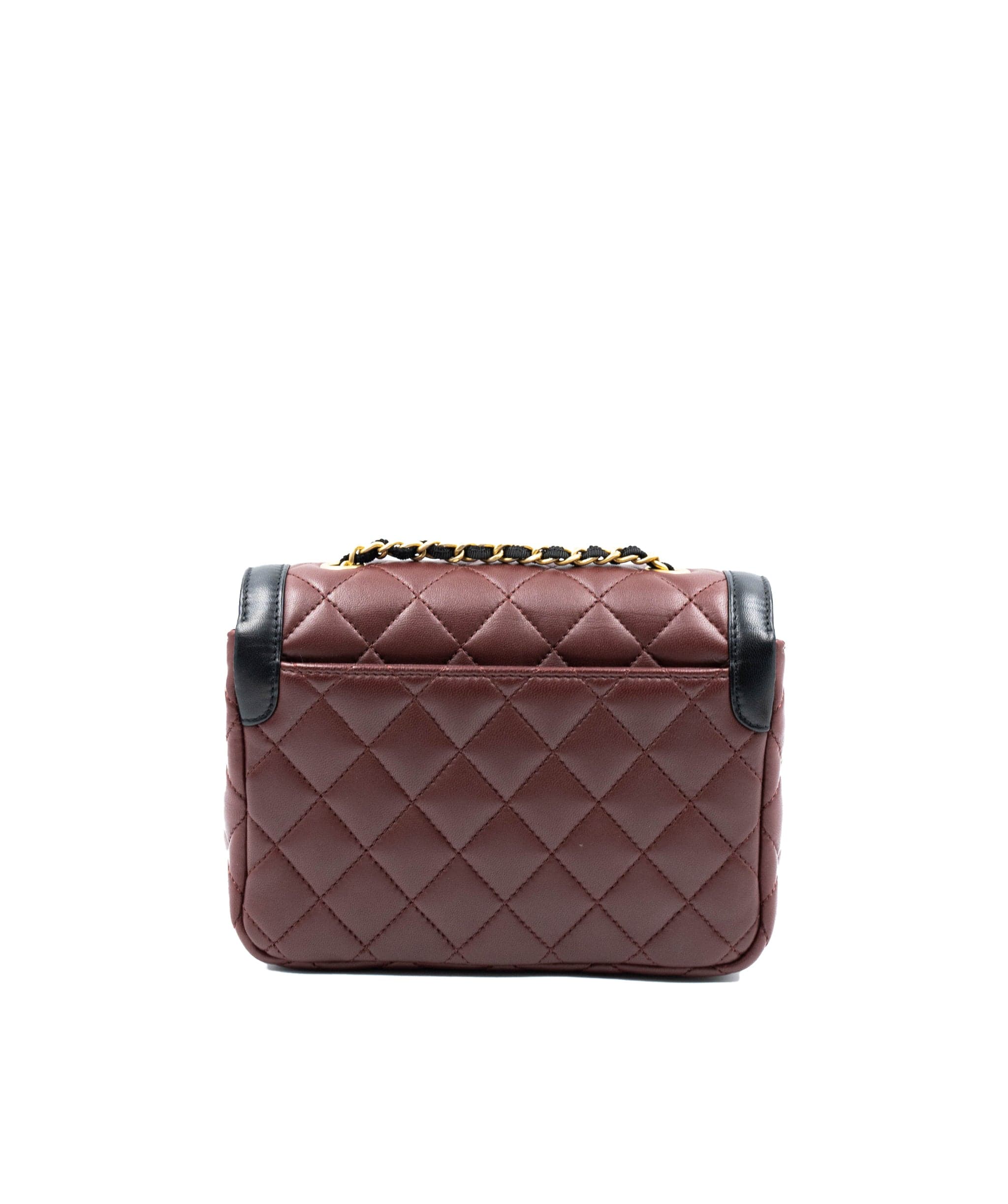 Chanel Chanel Burgundy & Black CC Mini Lambskin Leather Flap Bag  - AGL2052