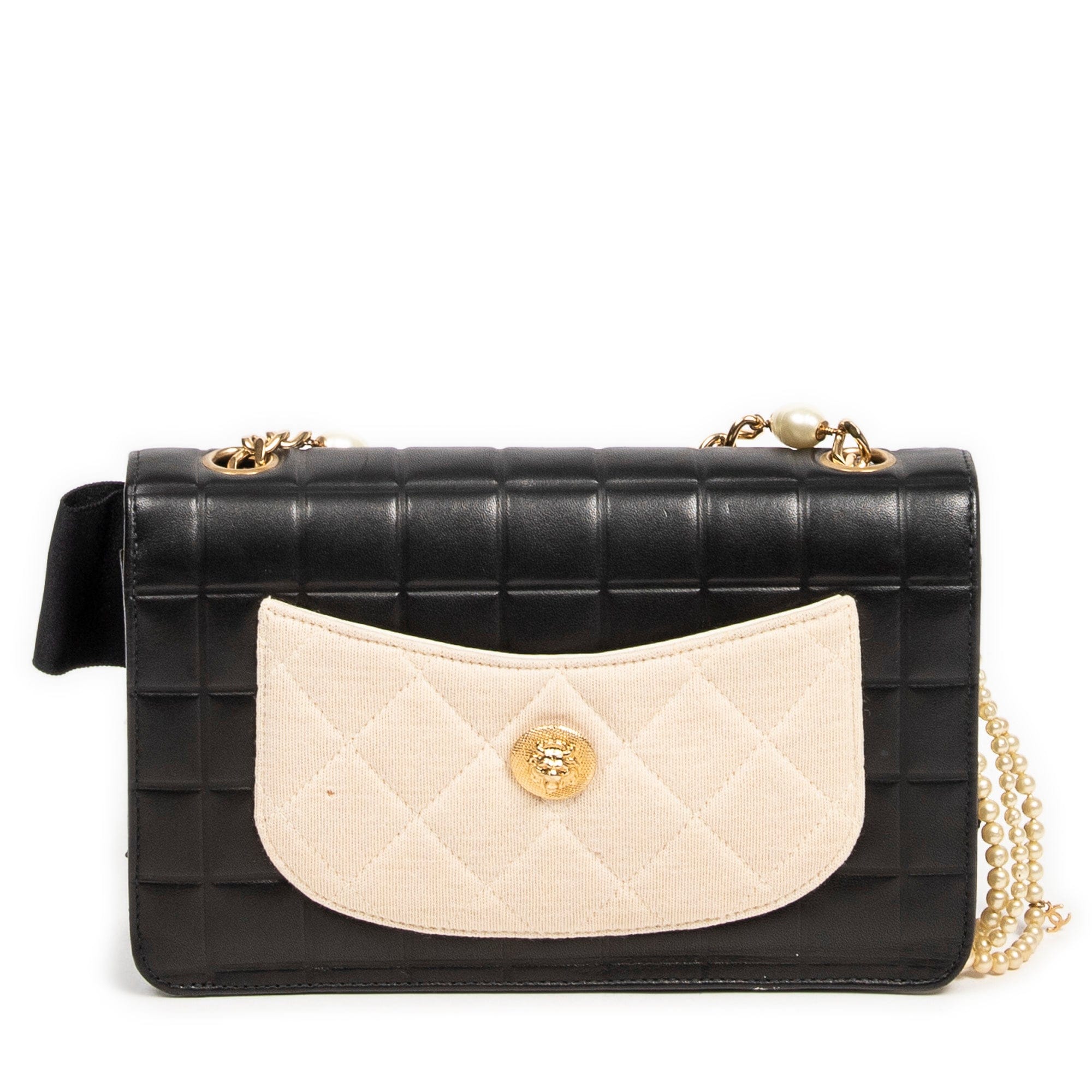 Chanel Chanel Camellia Full Flap Black Chocobar Quilted Leather with 3 Brooches - AWL4225