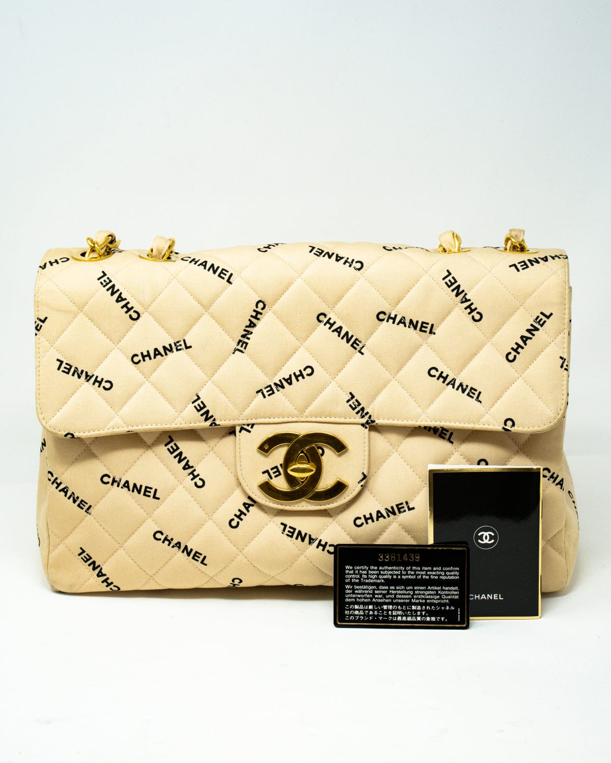 Chanel Chanel Canvas Logo beige Jumbo bag - AWL2558