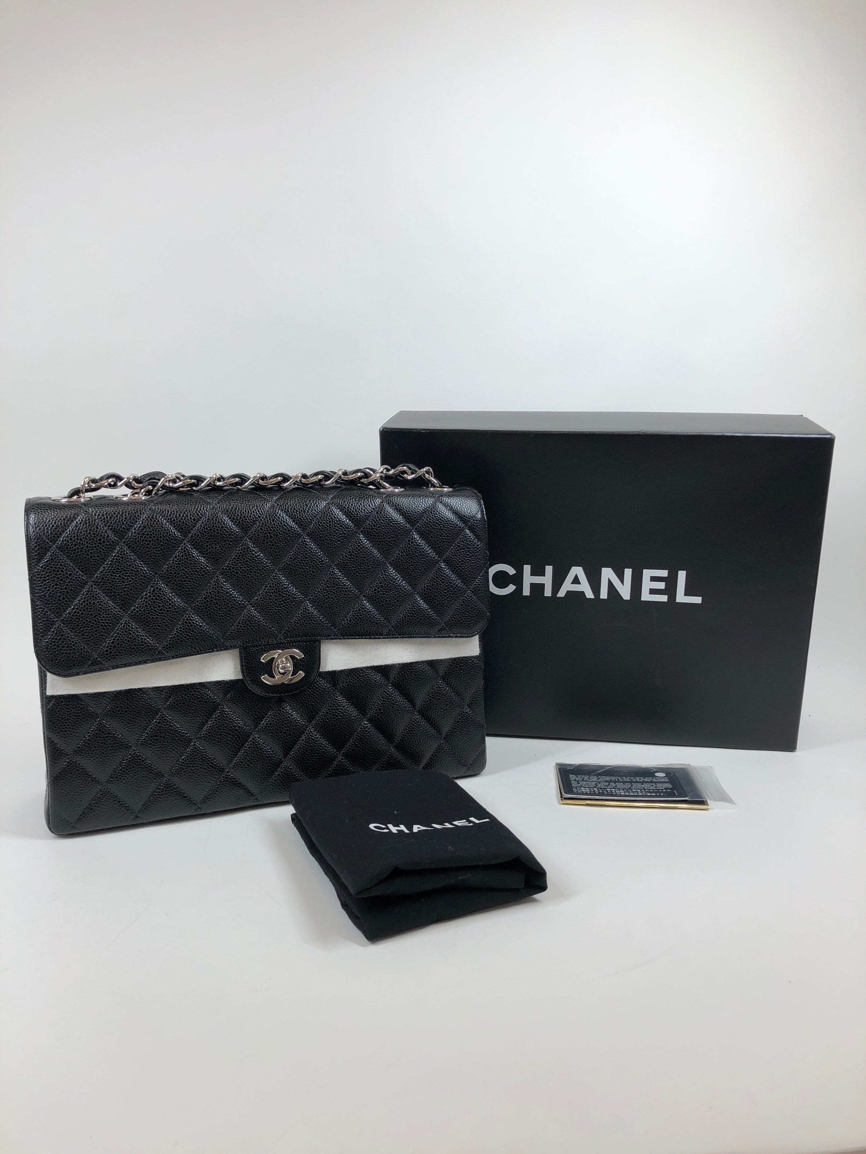 Chanel Chanel Caviar Chain Shoulder Black Silver Flockage... PXL1155