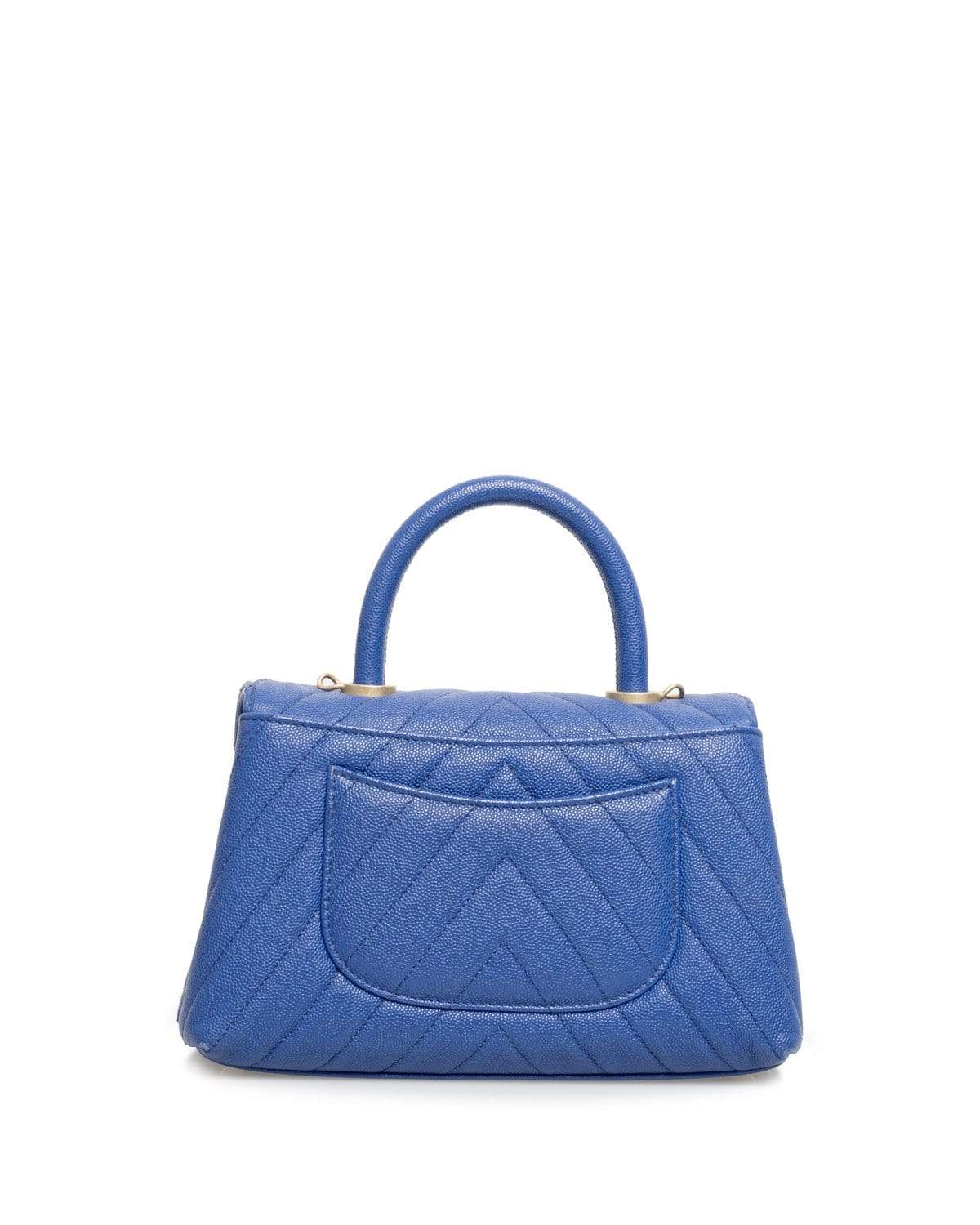 Chanel Chanel Caviar Coco Top Handle Blue Bag - ADL1603