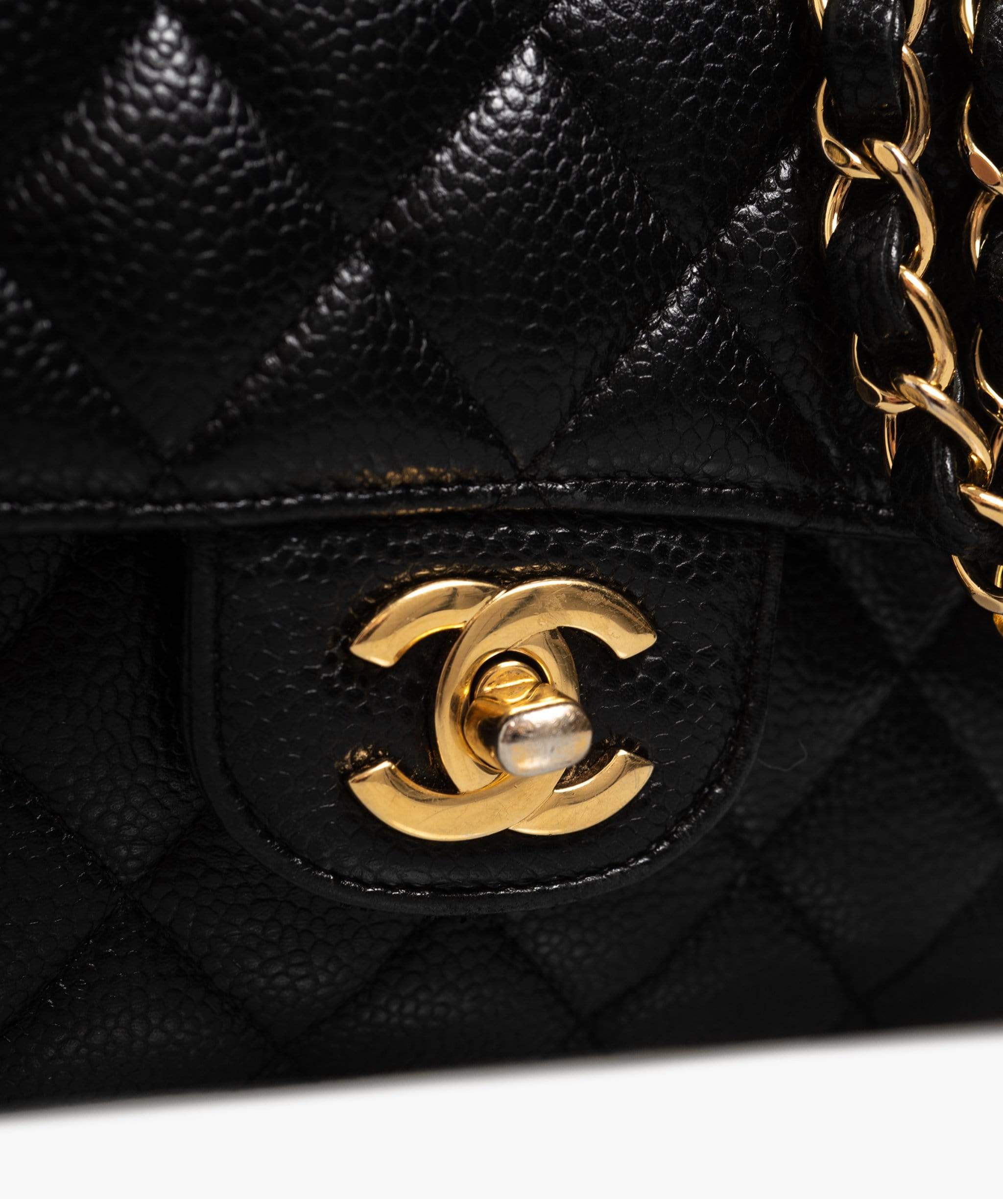 Chanel Chanel Caviar Skin 10" Medium Classic Flap Bag with Gold Hardware - ASL1533