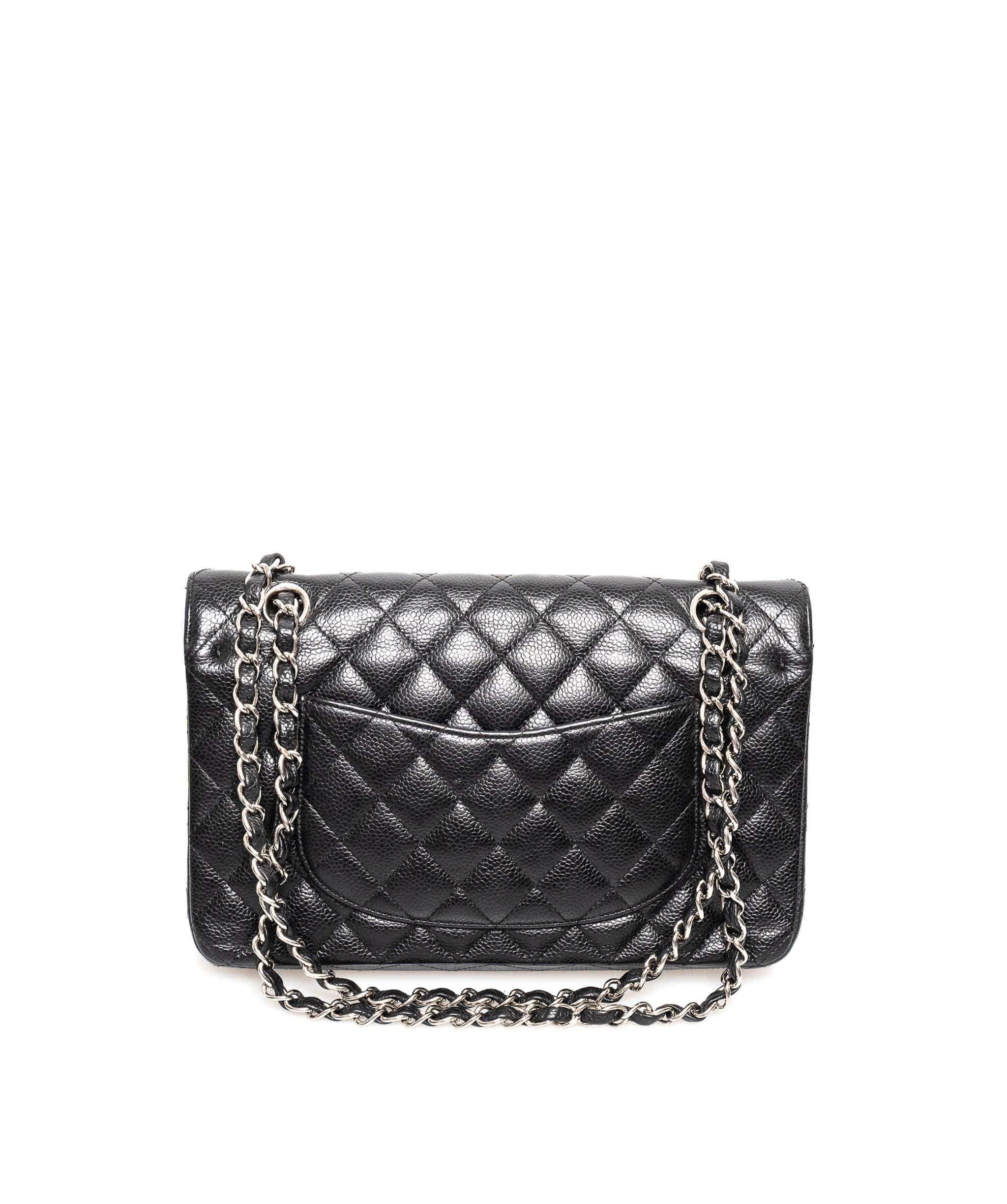 Chanel Chanel Caviar Skin 9" Small Classic Flap Bag with Silver Hardware AWL1696