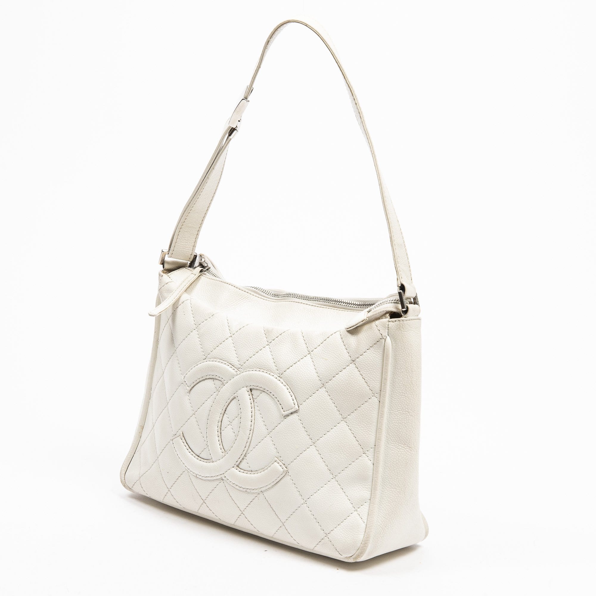 Chanel Chanel CC White Caviar Skin Shoulder Tote Bag - AWL1394