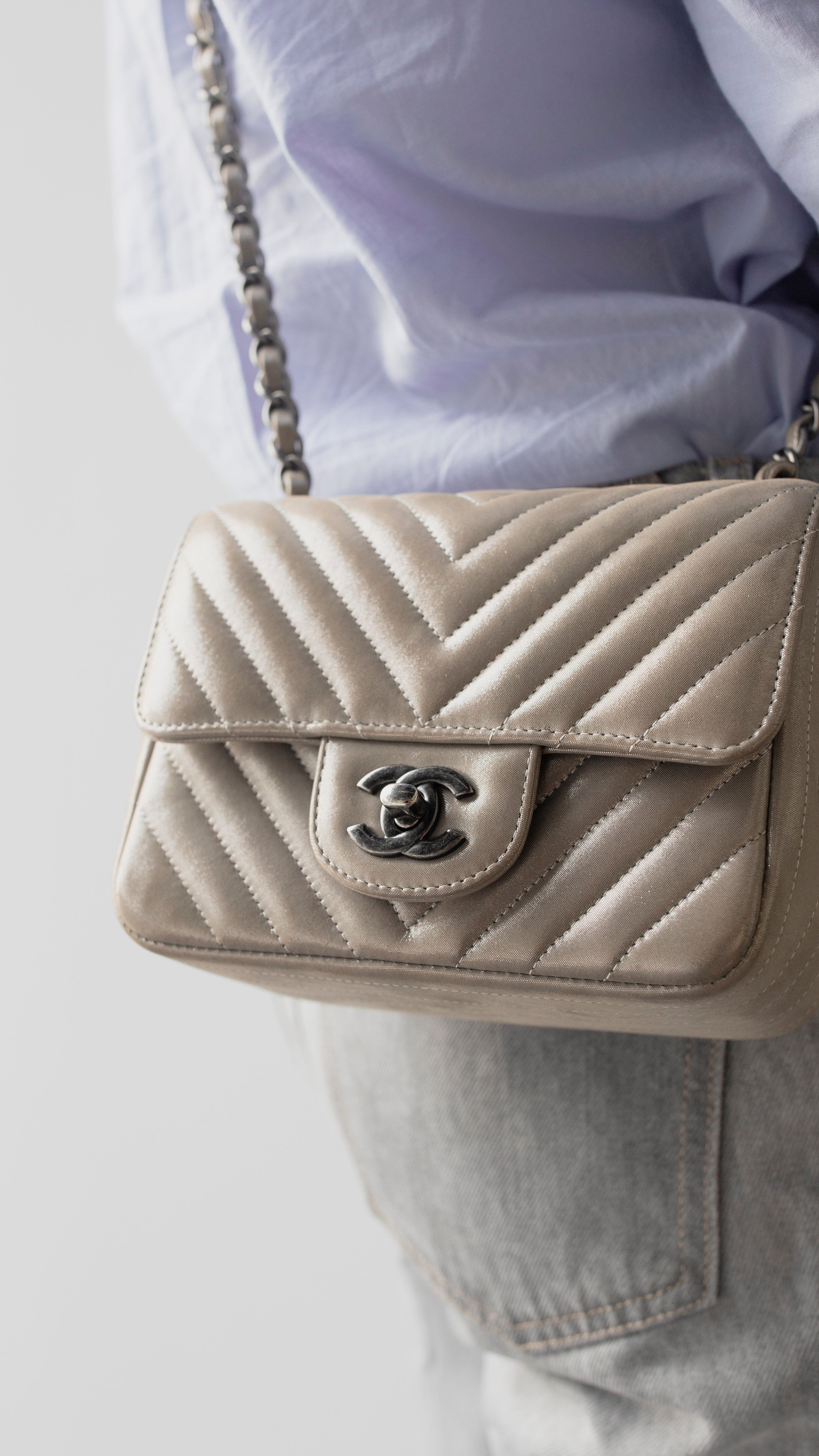 Chanel Chanel Chevron Square Silver Mini  Flap - RJL1771