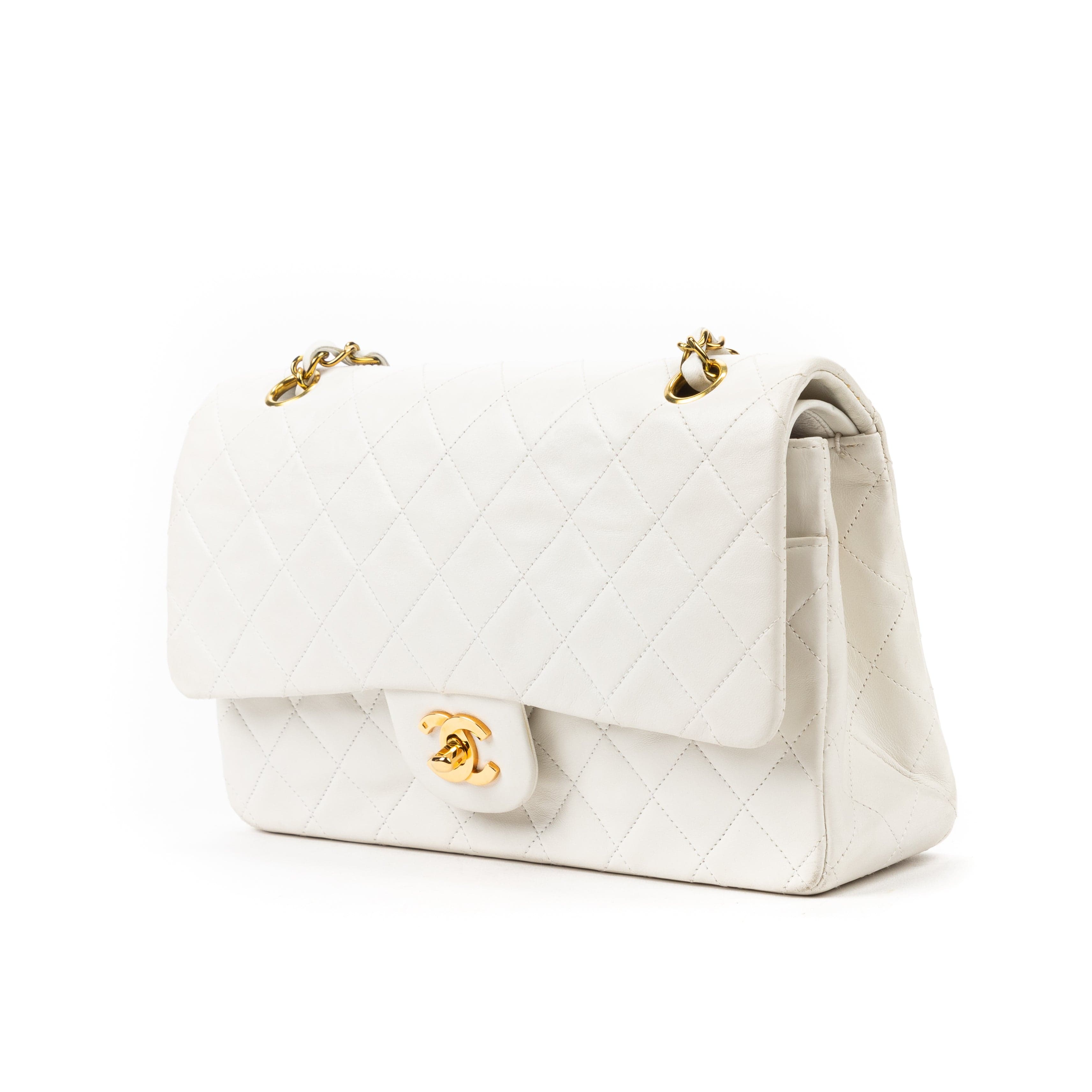 Chanel Chanel Classic Double Flap 26 White Quilted Lambskin Leather A - AWL2648