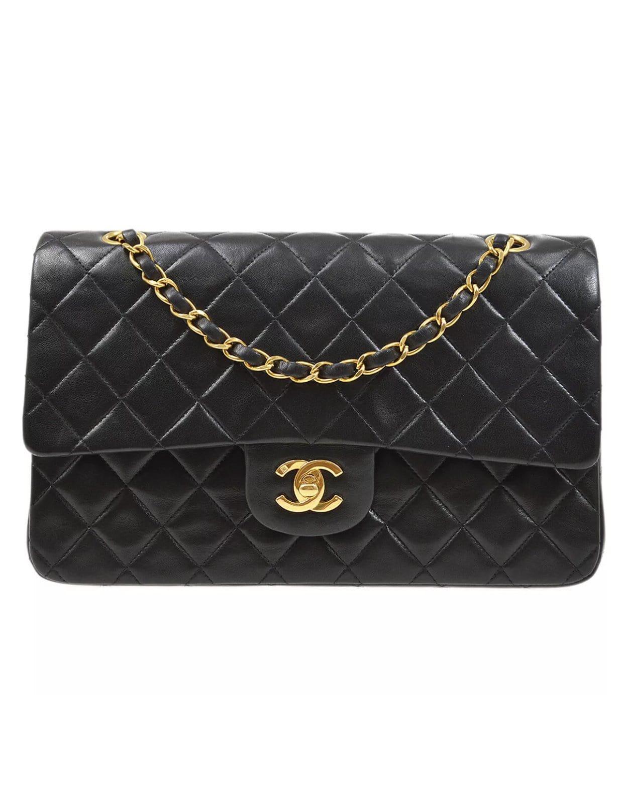 Chanel Chanel classic double flap medium black lambskin gold hardware - ASL1737