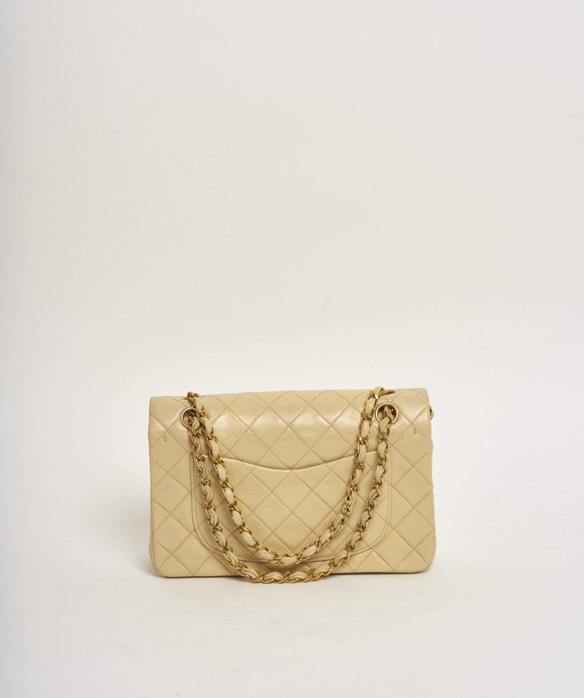 Chanel Chanel classic flap beige lambksin 9 inch