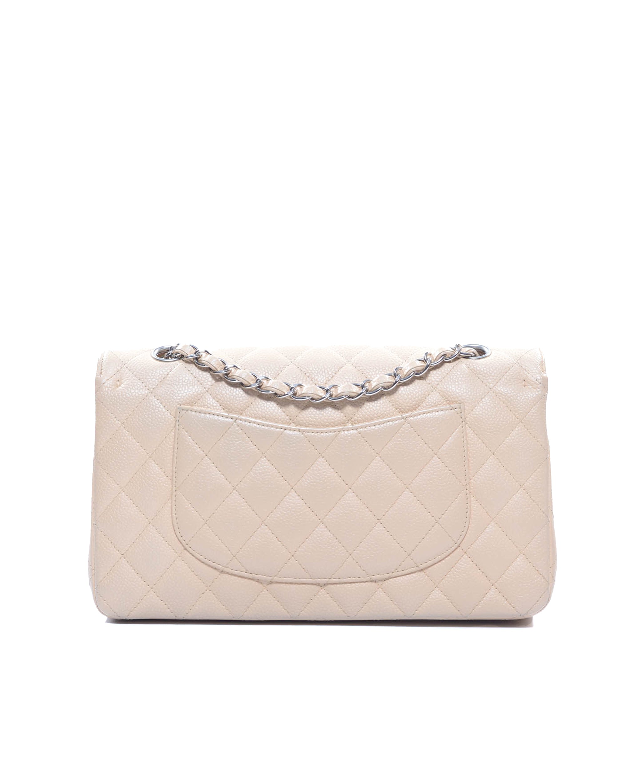 Chanel Chanel Classic Flap Medium Beige Caviar Silver Hardware - AWL3765