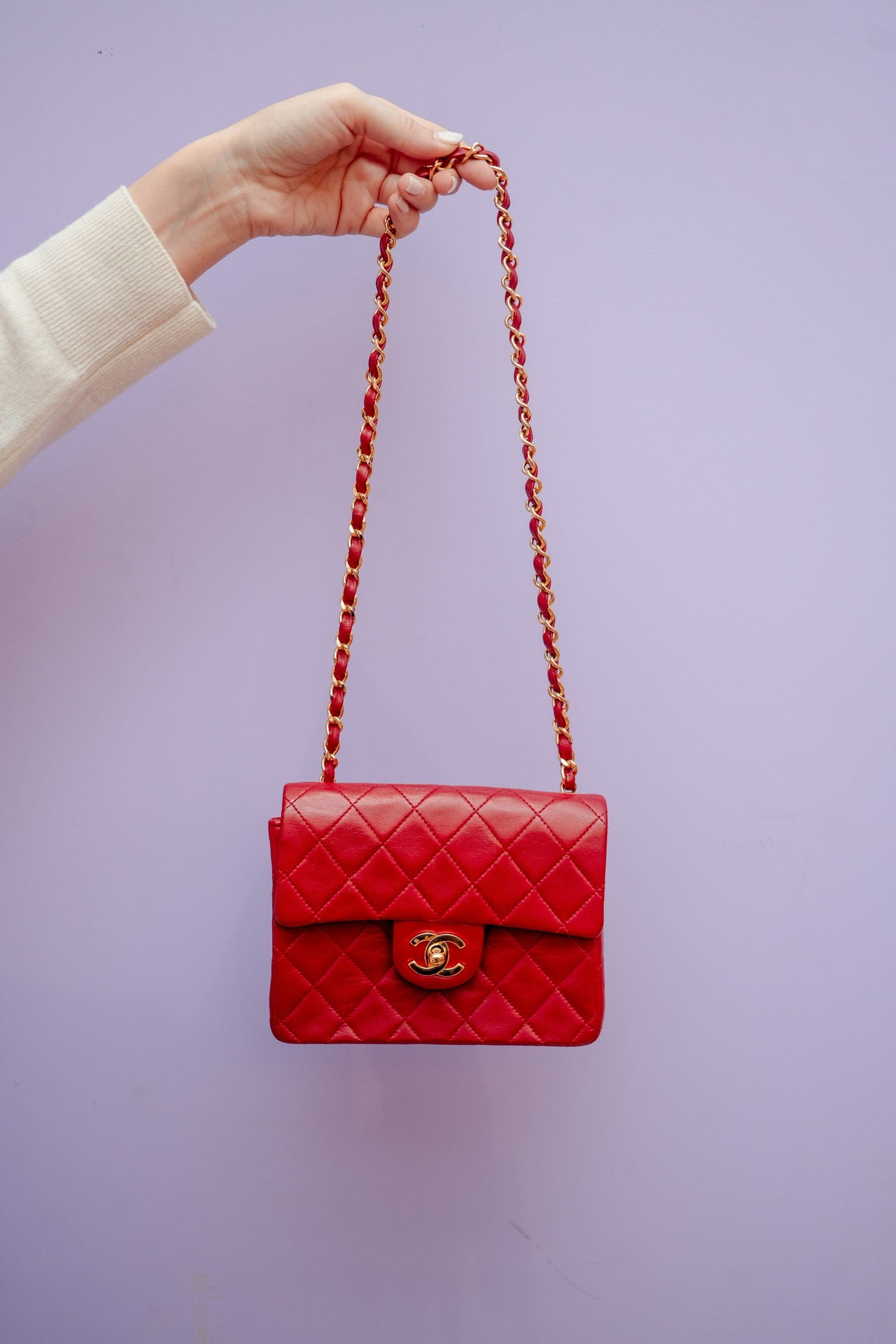 Chanel Chanel Classic Flap Mini Square Chain Shoulder Bag Red ASL2422