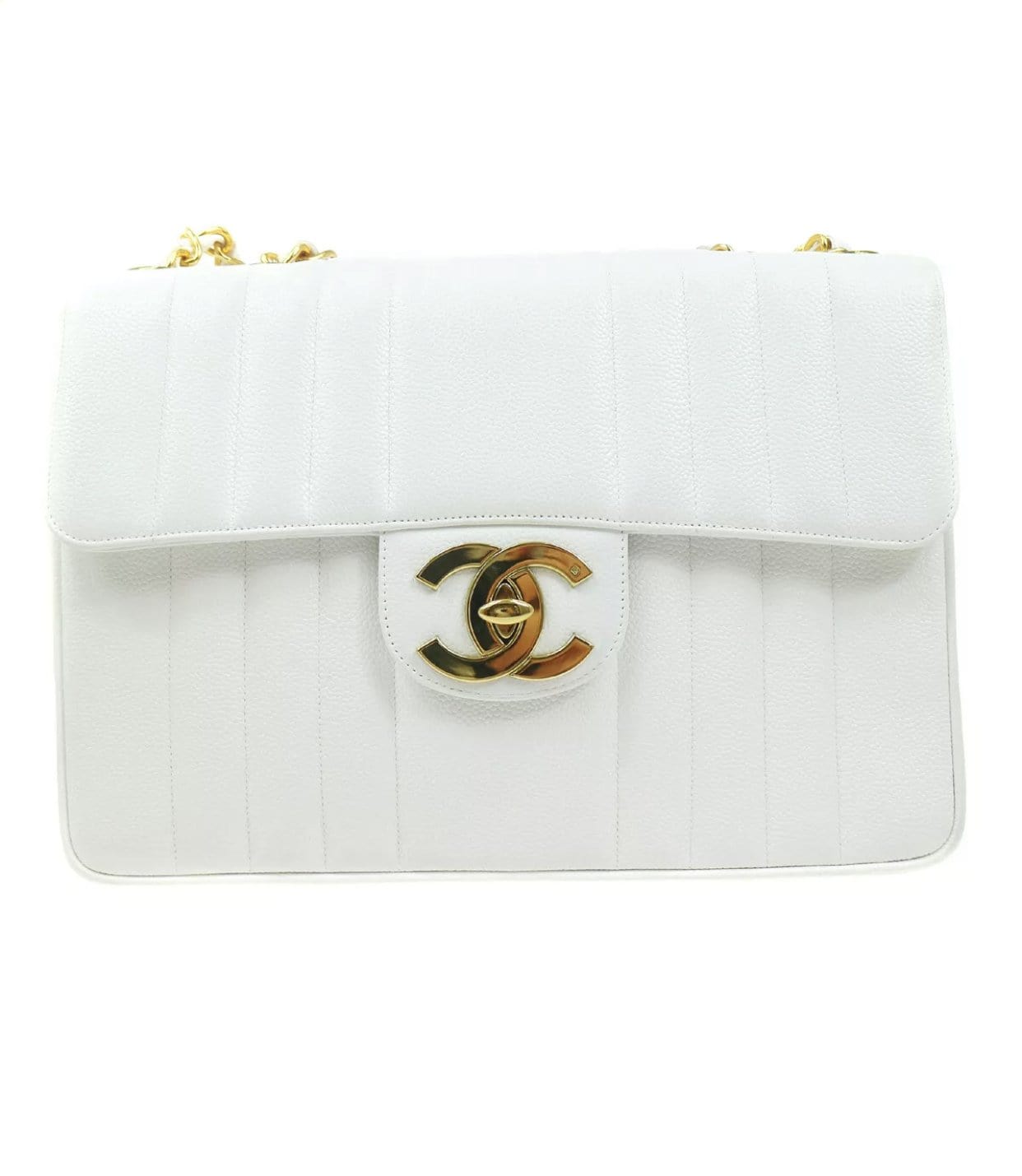 Chanel Chanel Classic Mademoiselle White Caviar Jumbo - ASL1846