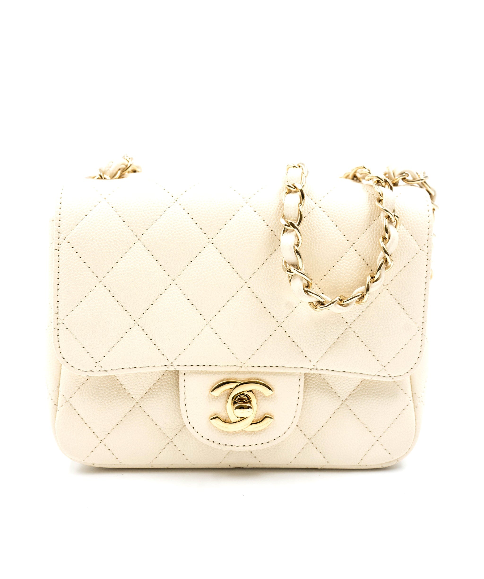 Chanel Chanel Classic Mini Flap Bag in White caviar ghw AGC1198