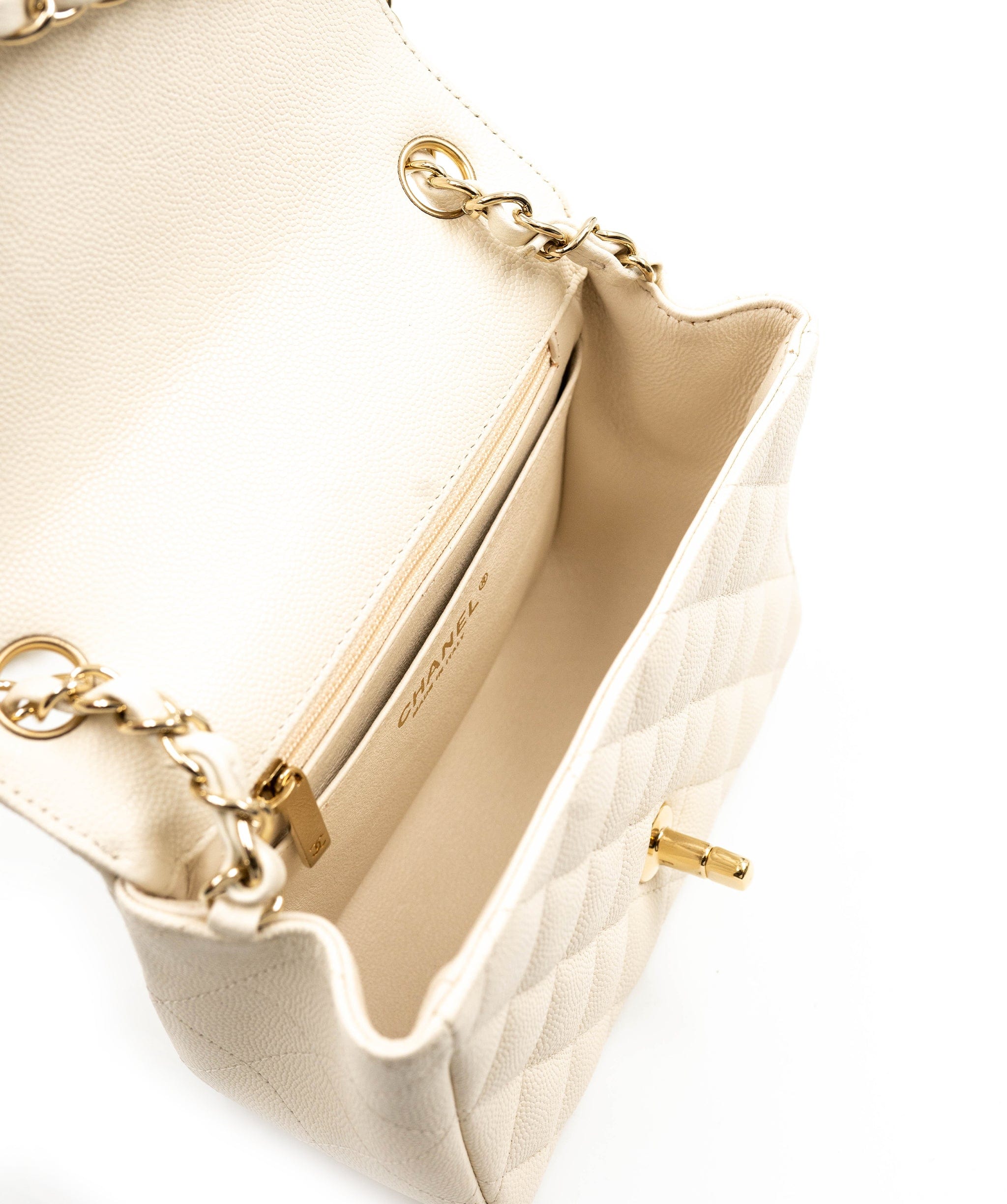 Chanel Chanel Classic Mini Flap Bag in White caviar ghw AGC1198