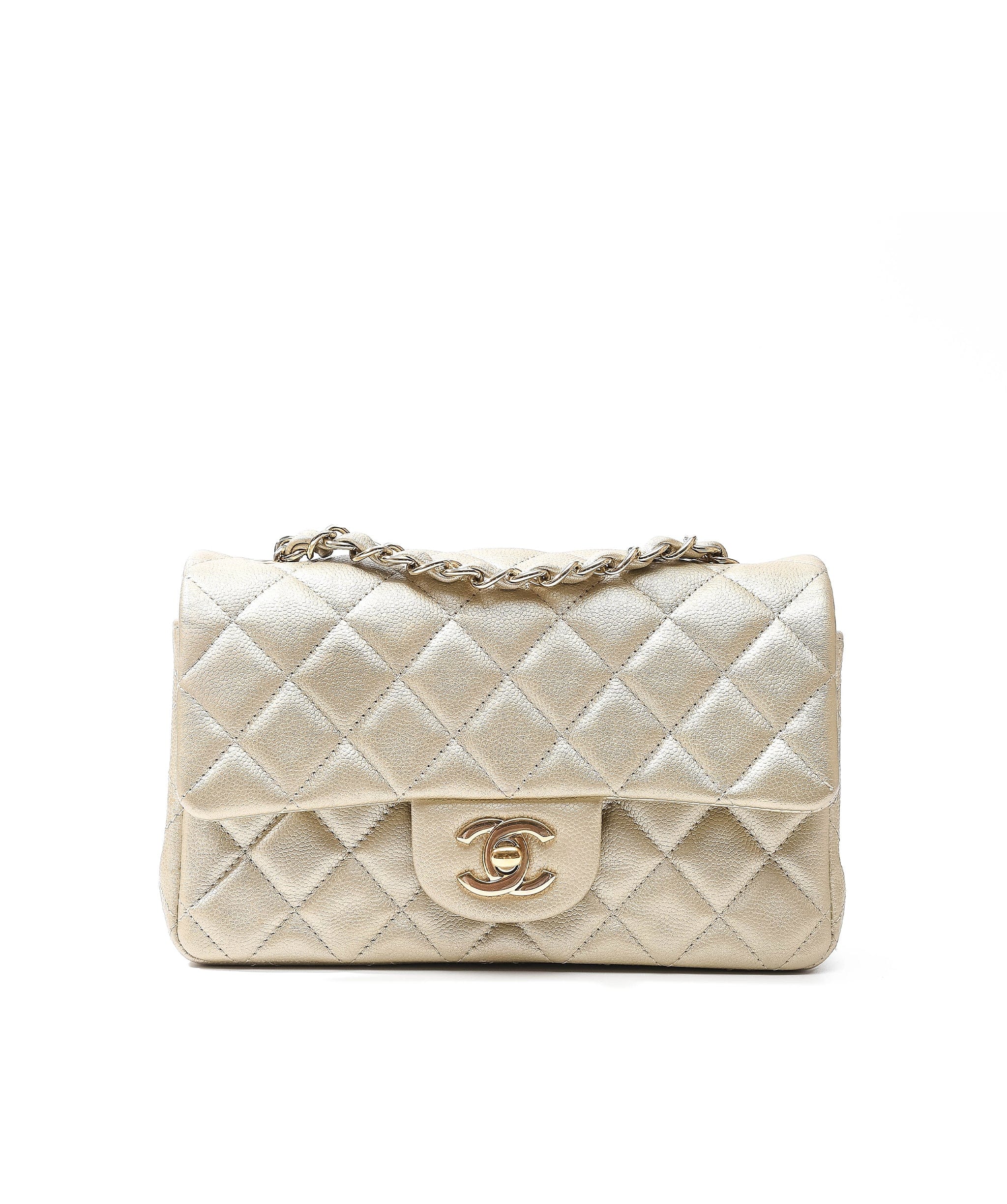 Chanel Chanel classic mini gold caviar with light GHW ASL2532