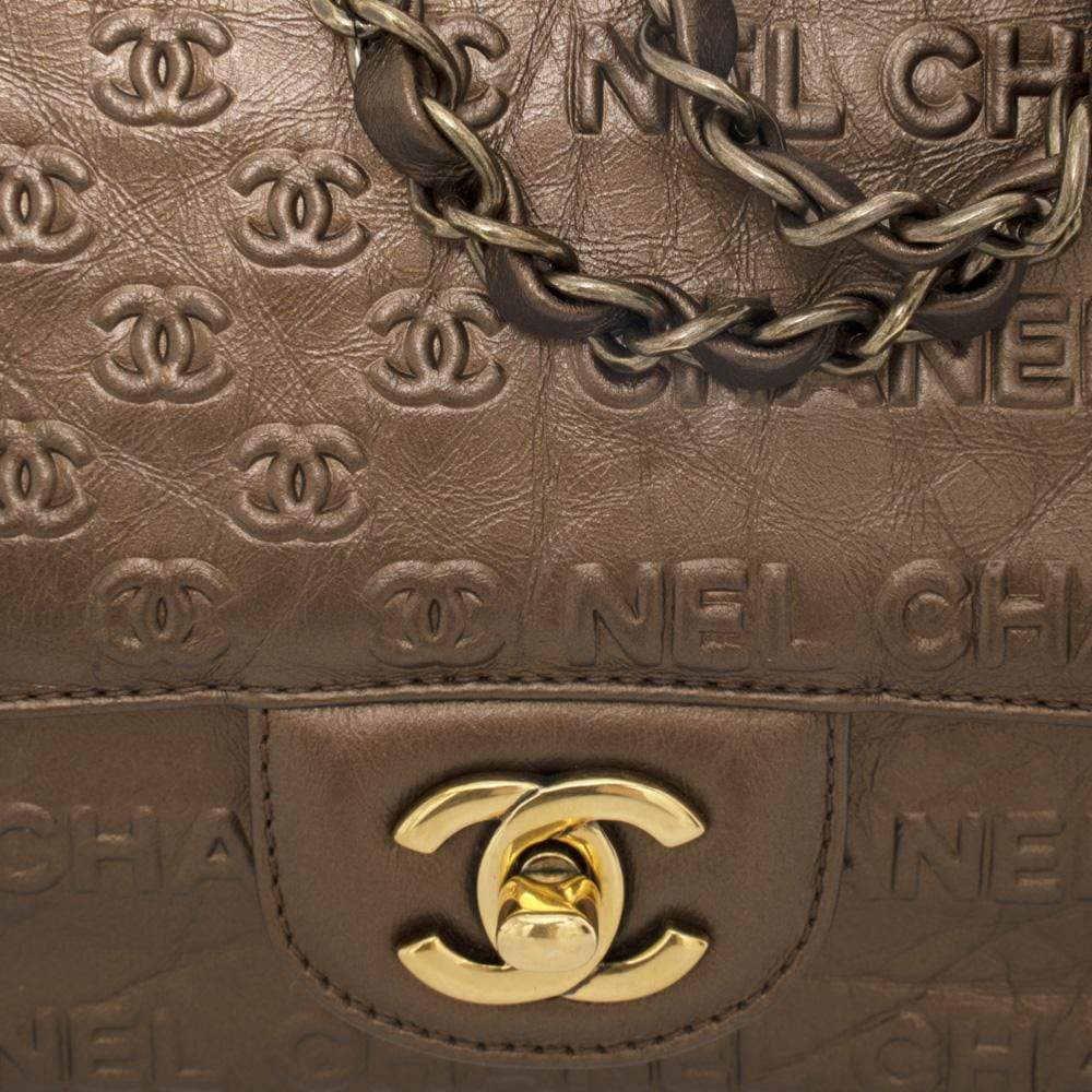 Chanel Chanel Coco Bronze CC embossed 9" Classic Flap Bag AGL1158