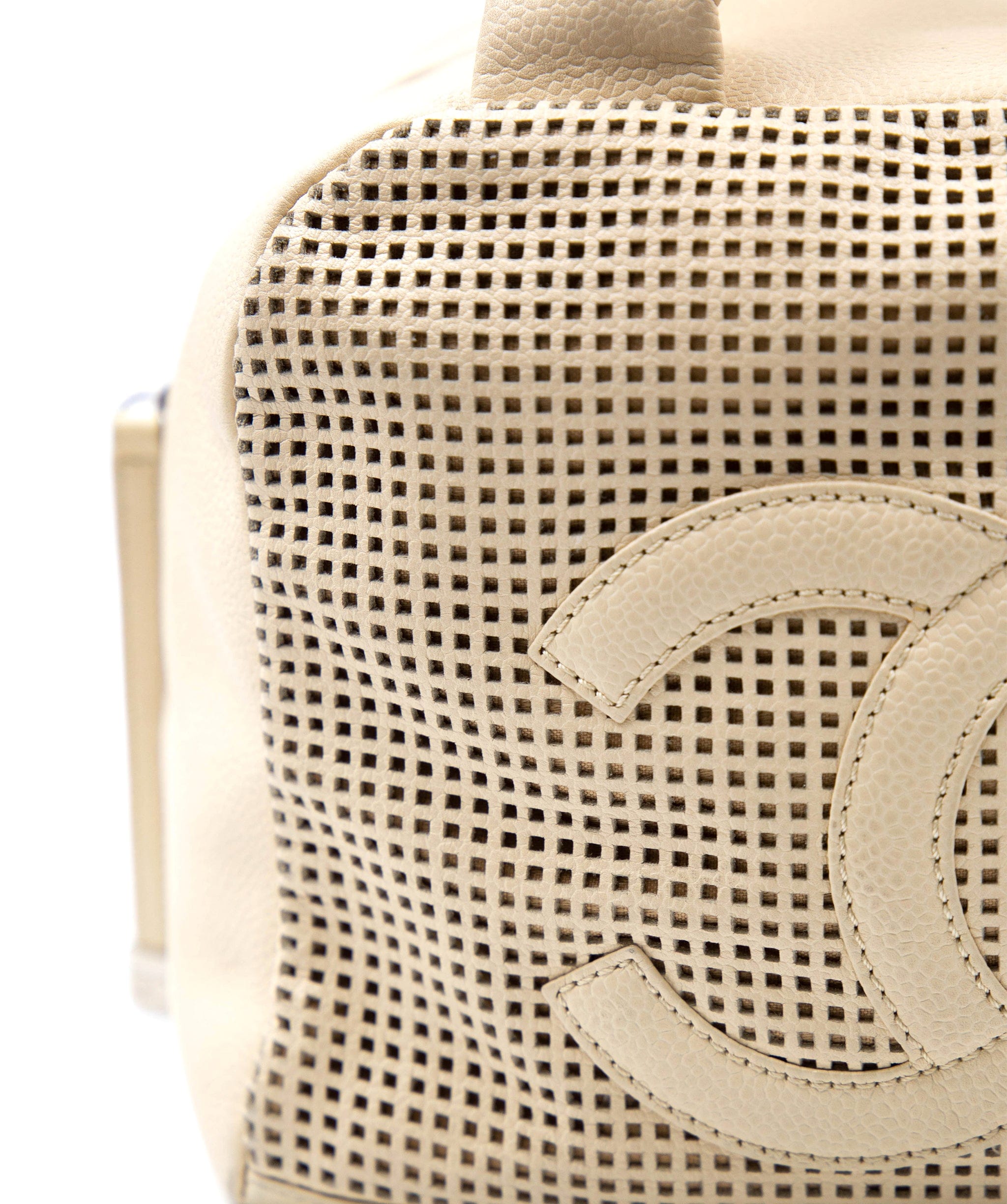 Chanel Chanel Cream Perforated Leather Bowling Bag - AGL2122