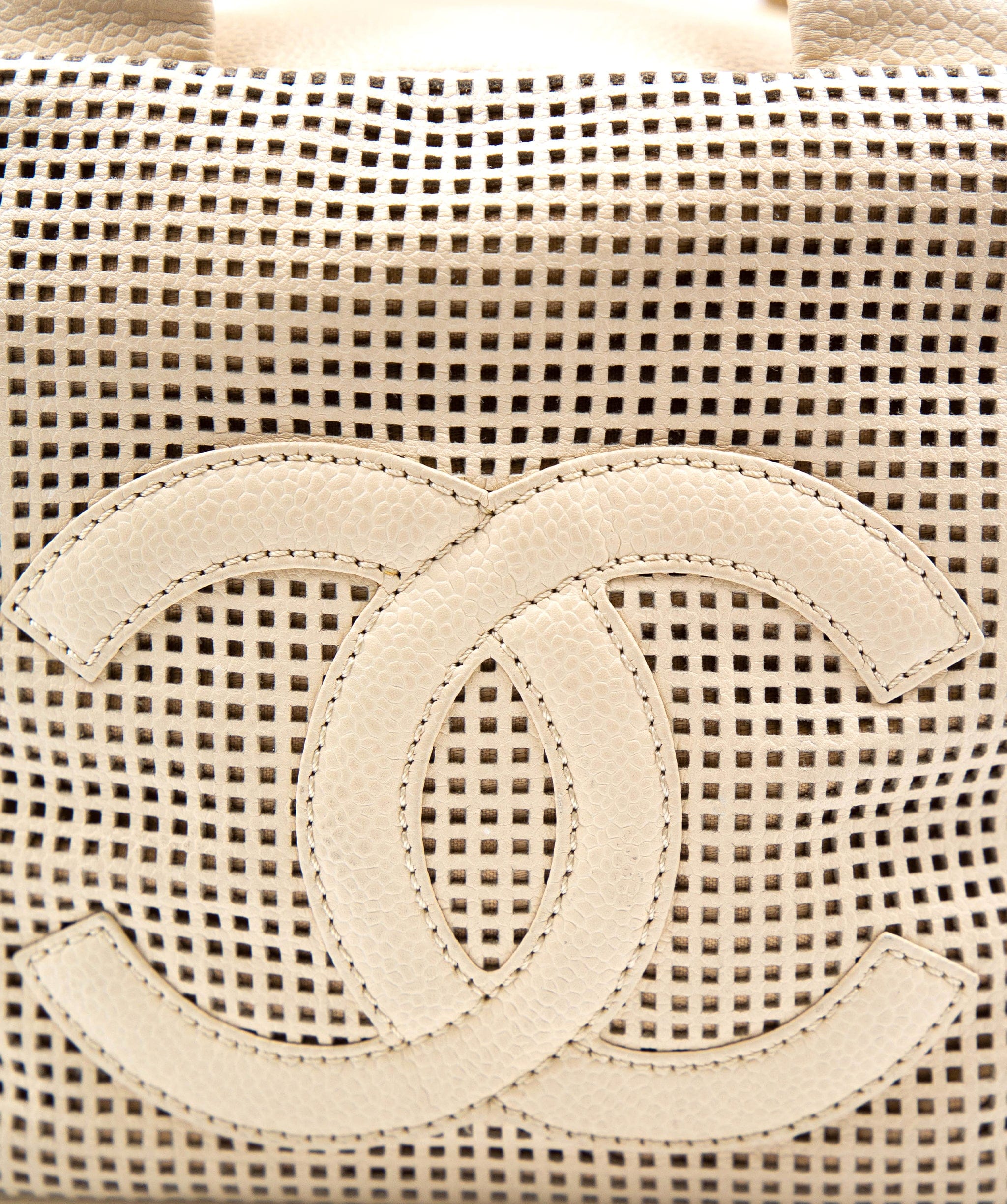 Chanel Chanel Cream Perforated Leather Bowling Bag - AGL2122