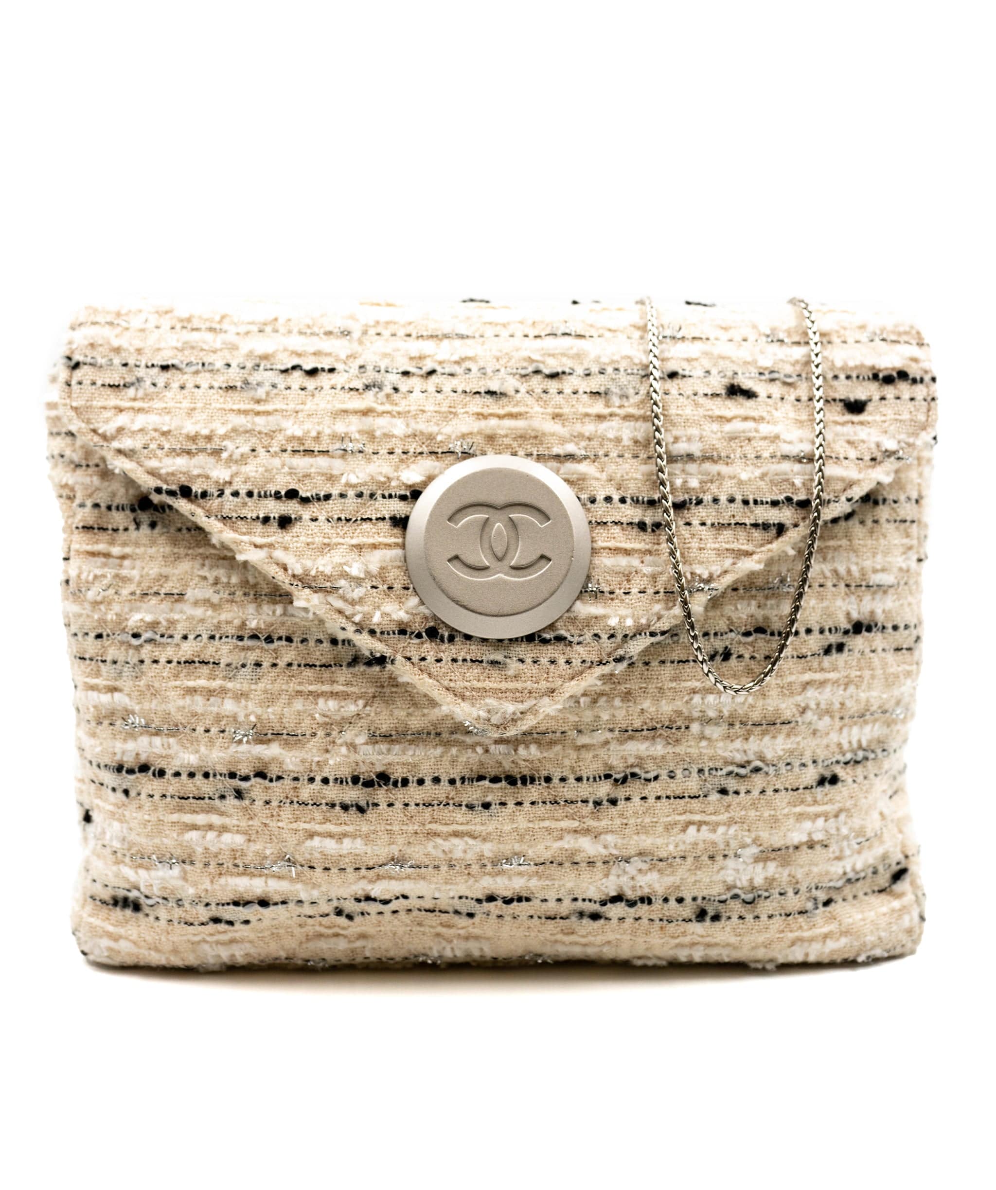 Chanel Chanel Cream Tweed Clutch and Shoulder Bag - AWL2507