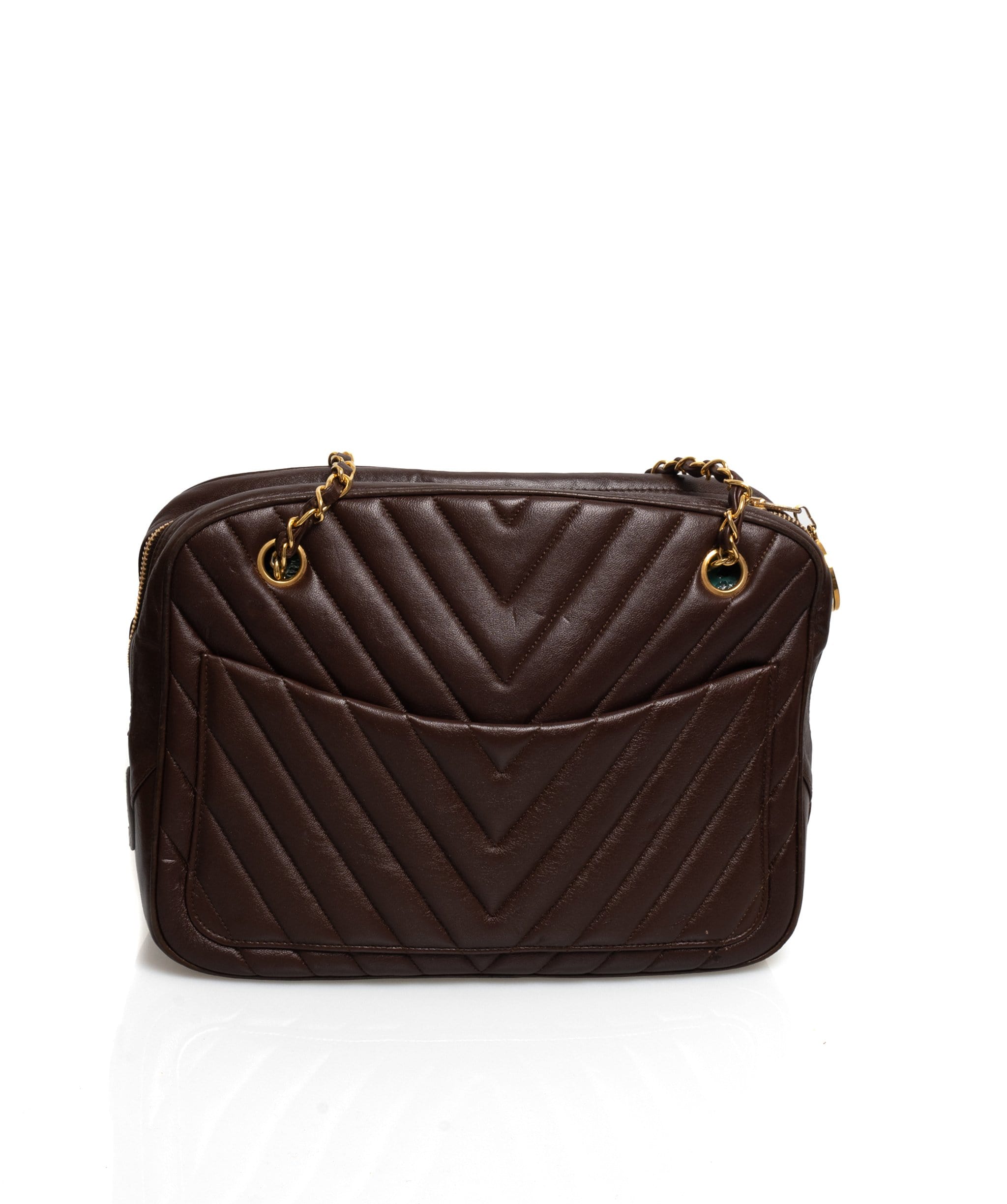 Chanel Chanel Dark Brown Pocket Slip Chain Shoulder Bag - AWL1274