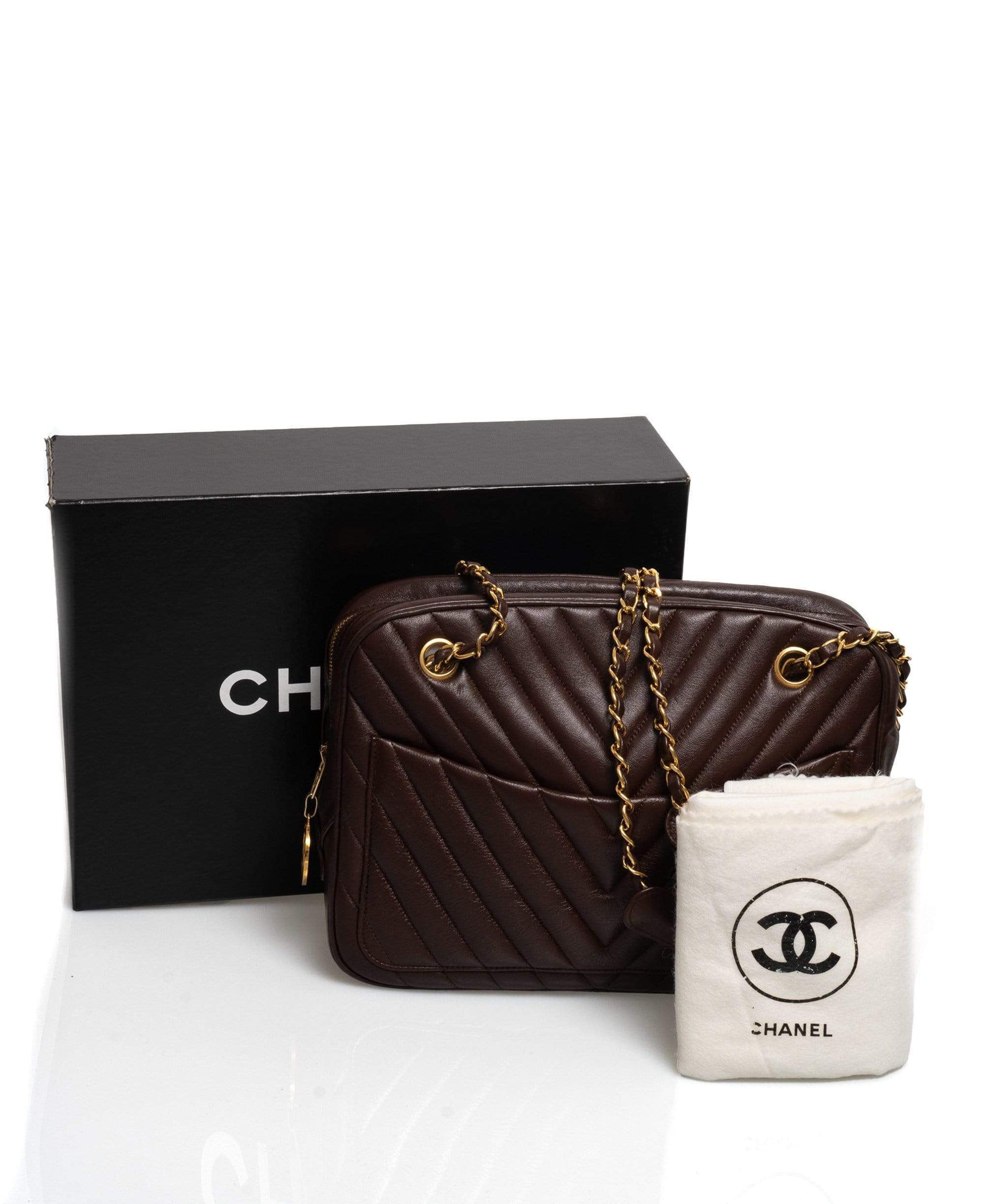 Chanel Chanel Dark Brown Pocket Slip Chain Shoulder Bag - AWL1274