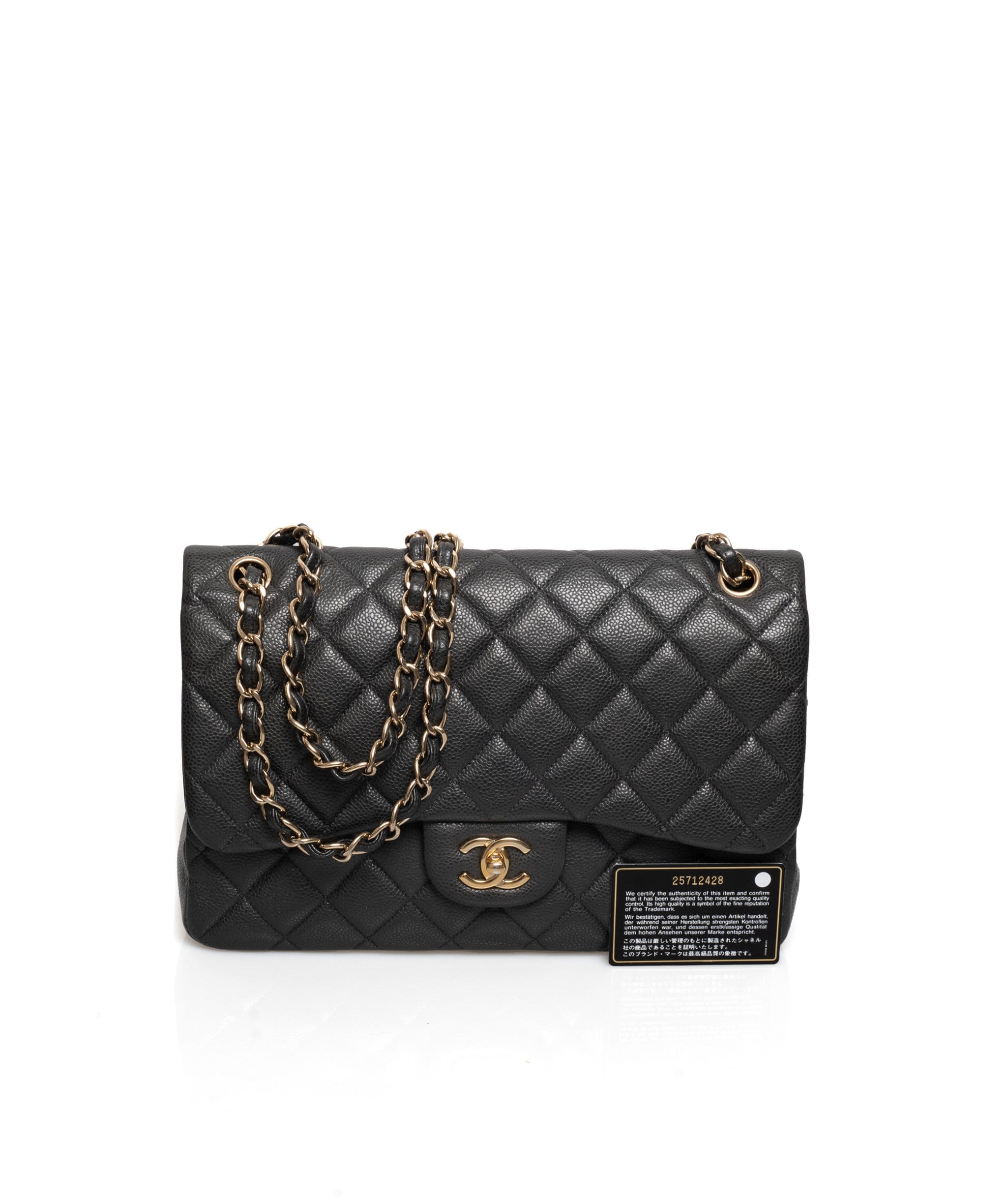 Chanel Chanel Dark Grey Caviar Skin Jumbo Classic Flap Bag - ASL1609