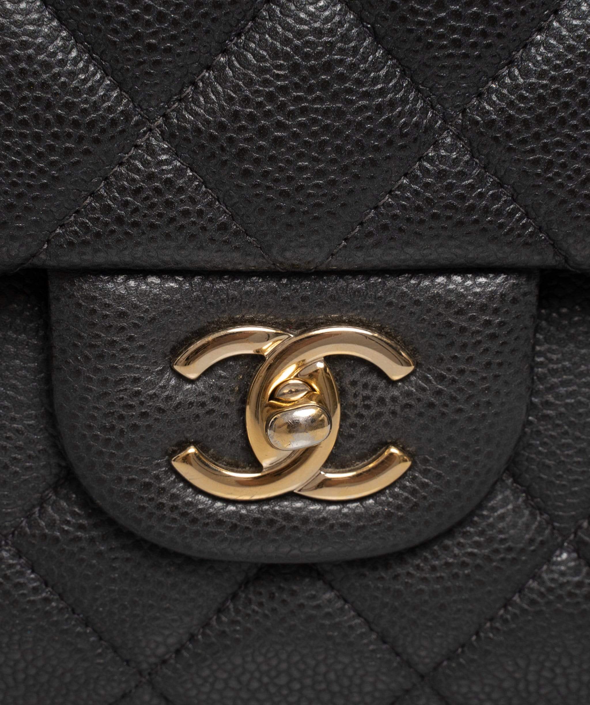 Chanel Chanel Dark Grey Caviar Skin Jumbo Classic Flap Bag - ASL1609