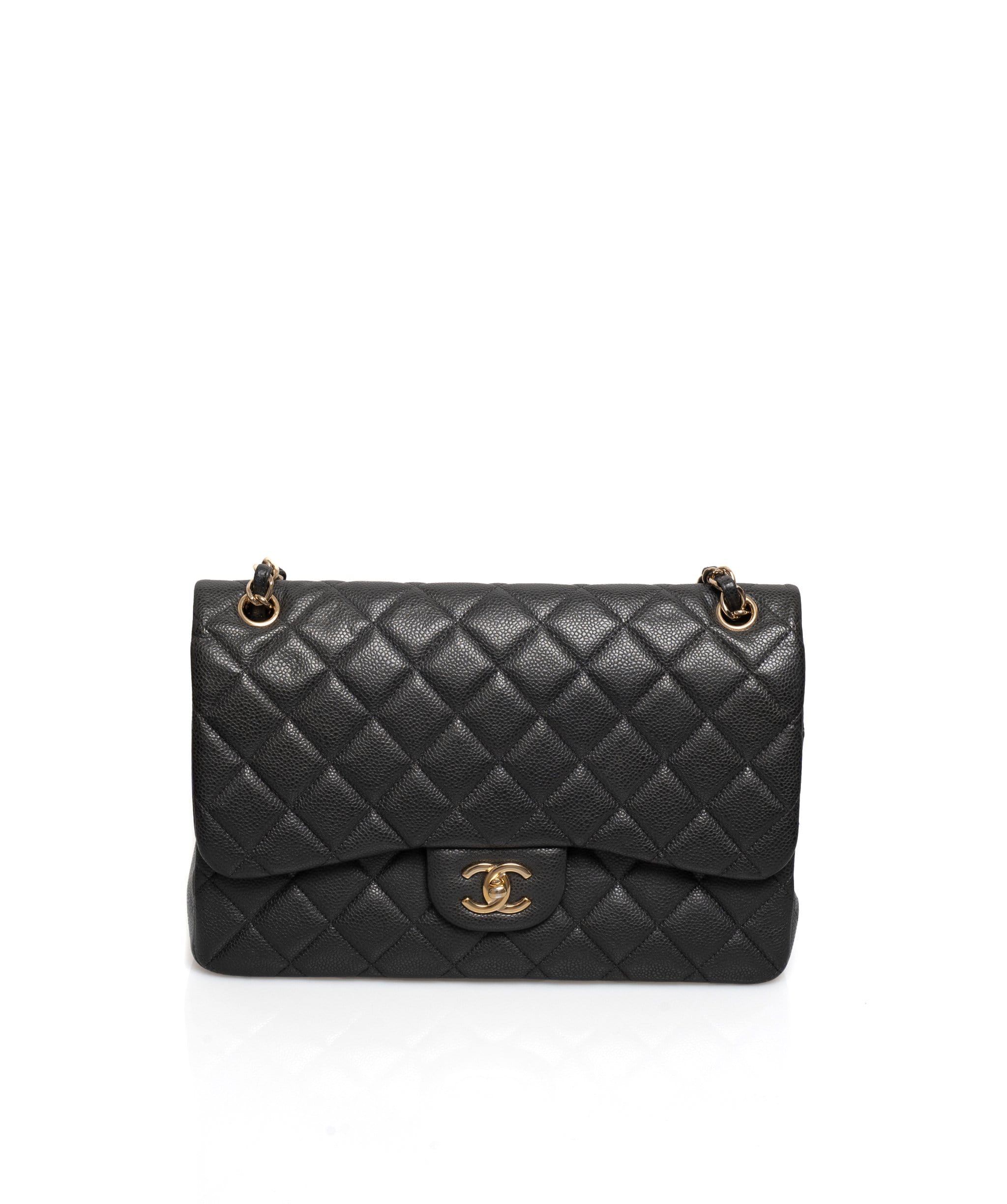 Chanel Chanel Dark Grey Caviar Skin Jumbo Classic Flap Bag - ASL1609