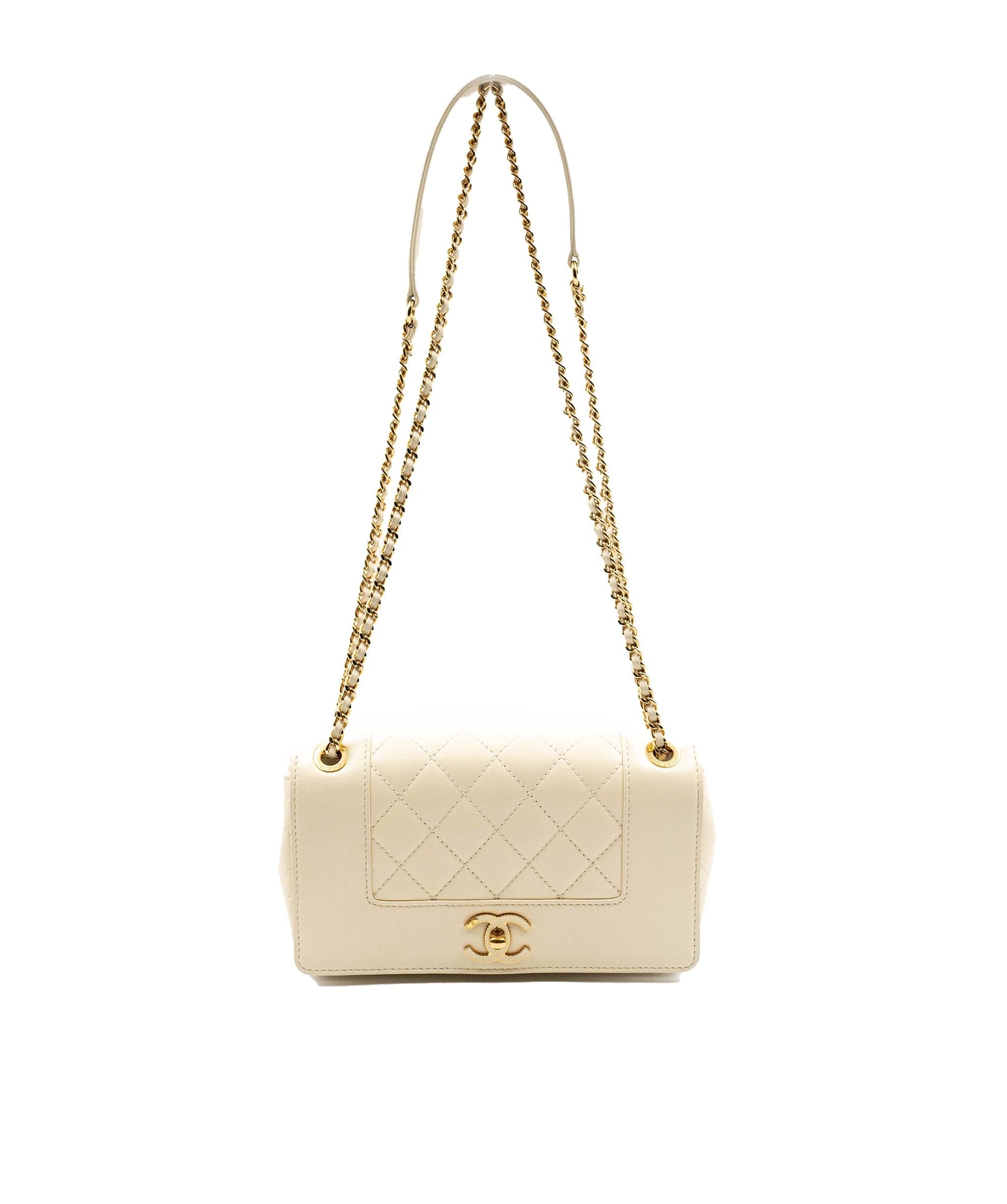 Chanel Chanel Diana Bag in Cream Lambskin Leather AGL2296